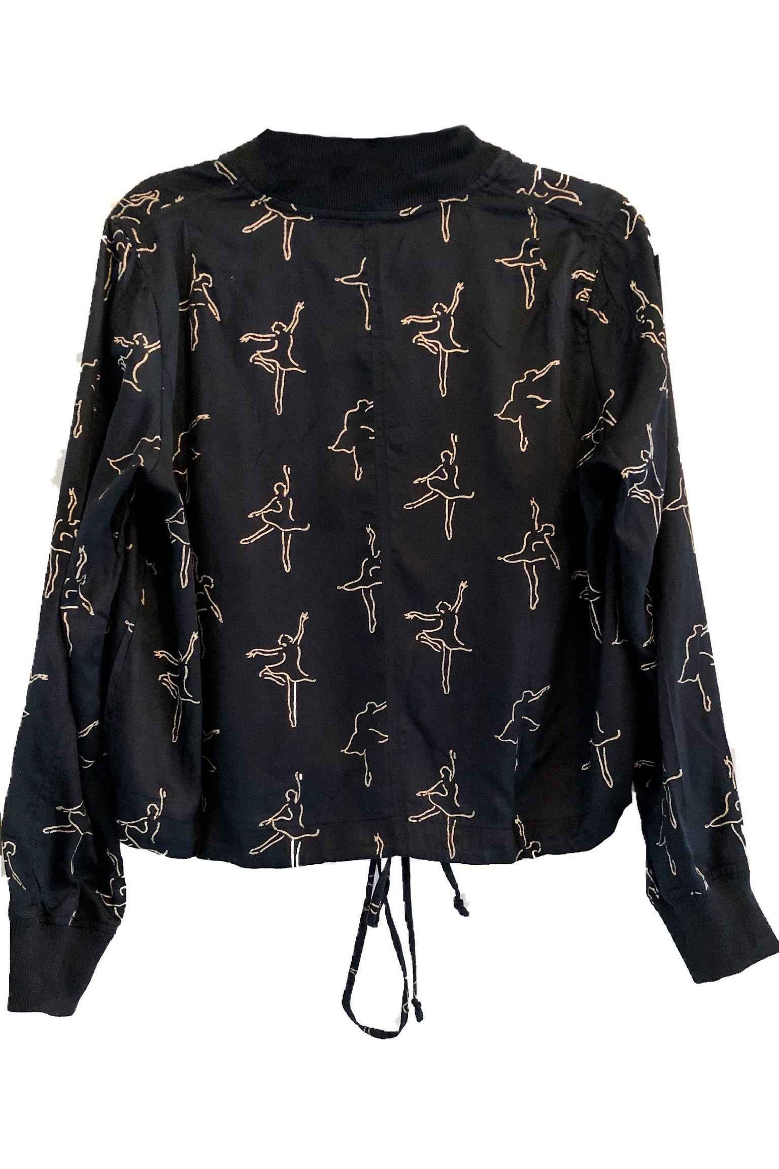 Dancing Ballerina Bomber in Black + Gold