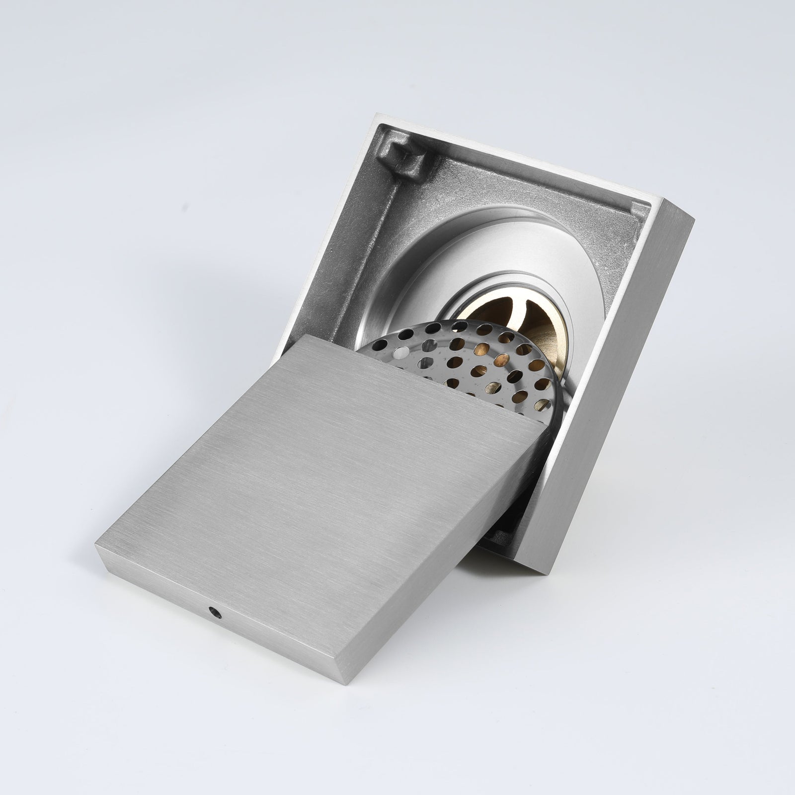 Brushed Nickel brass floor drain 4x4inch