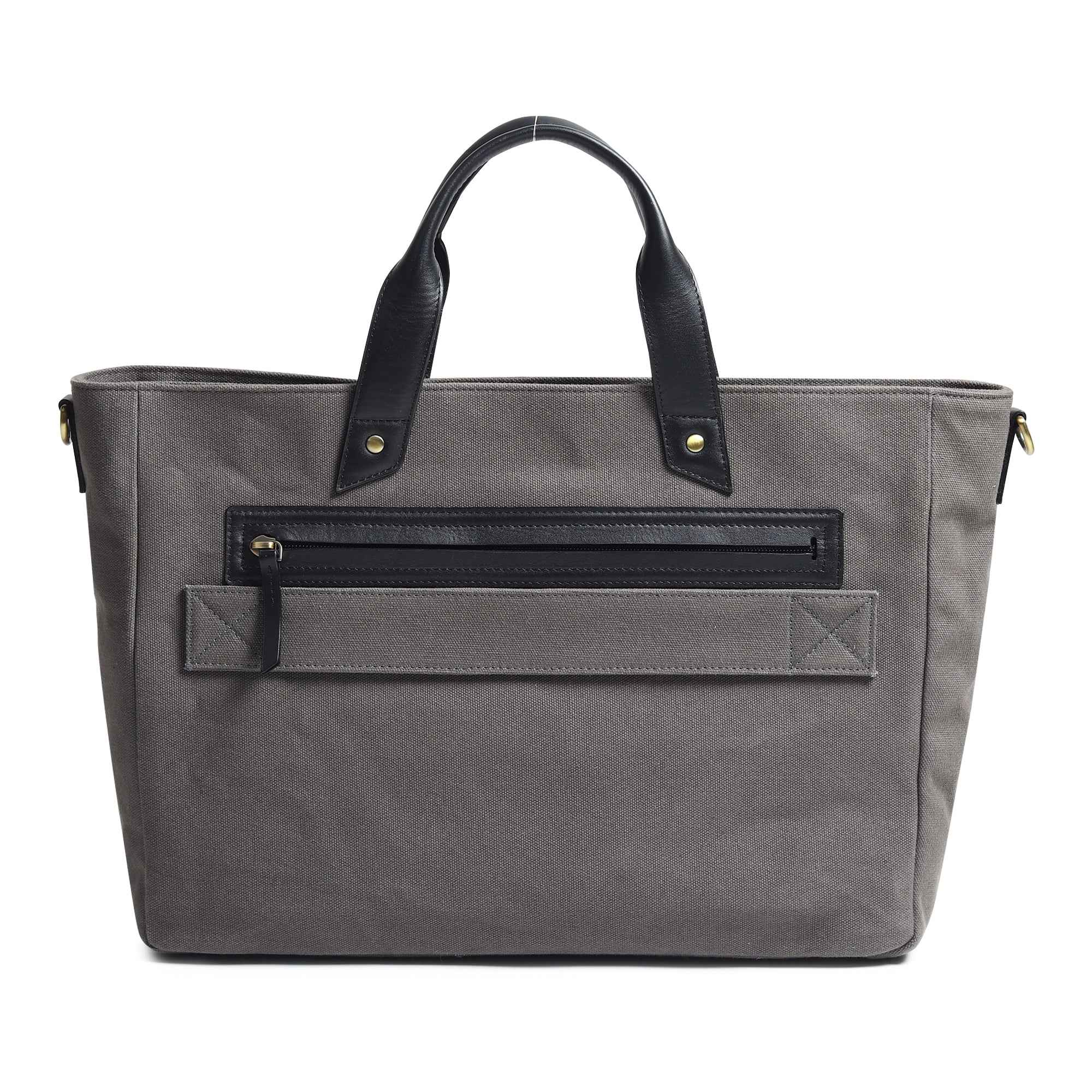 Voyager Canvas Leather Briefcase, Gray