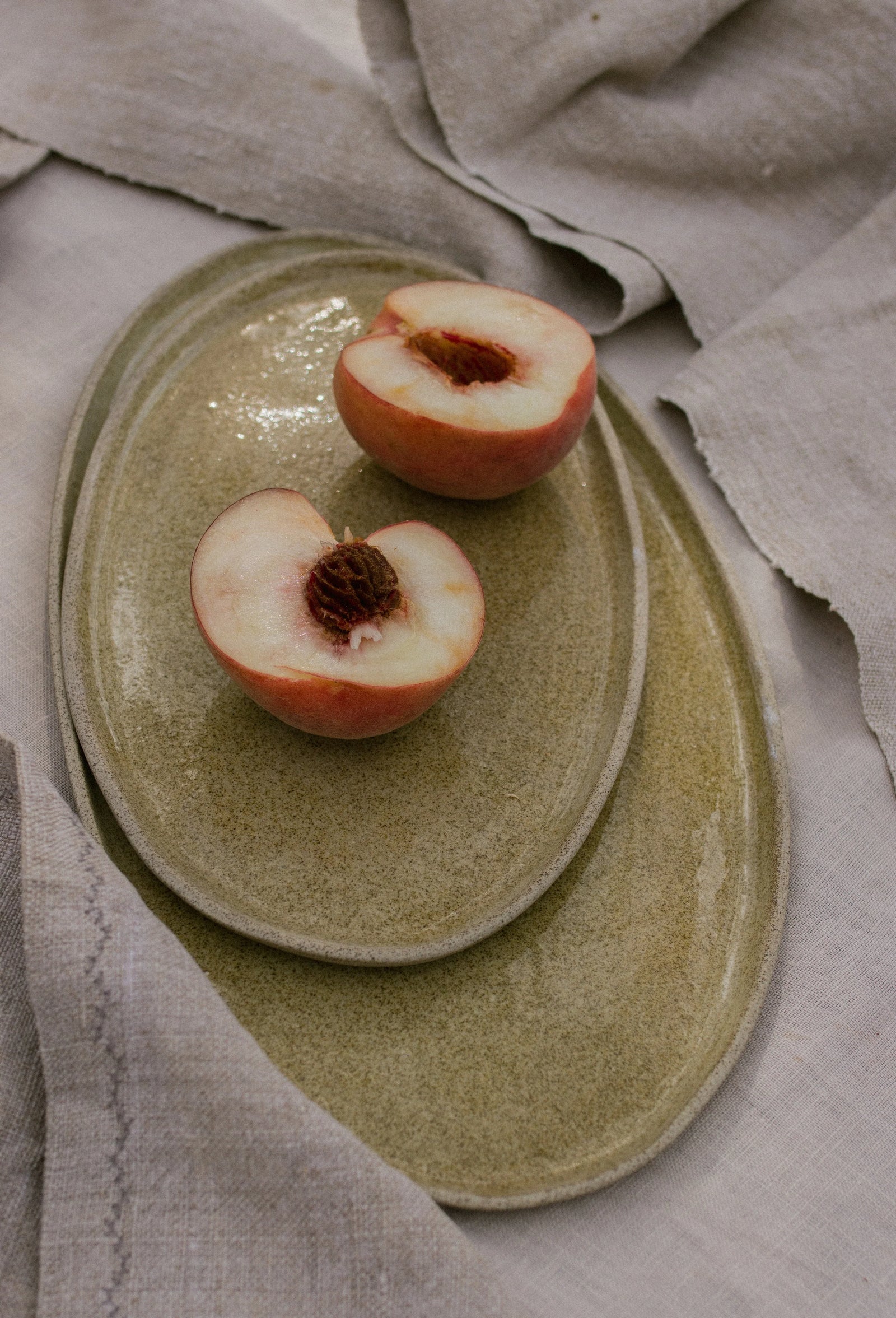 Handmade Stoneware Oval Serving Platter 