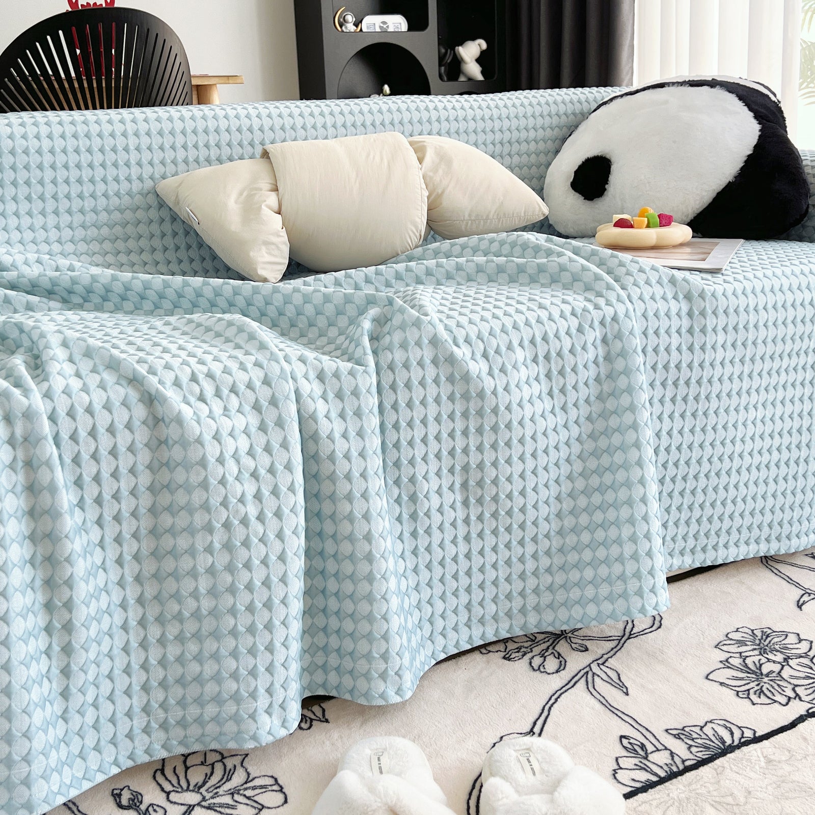 Cooling Textured Sofa Cover Washable Soft Couch Throw Blanket for Summer & Pets