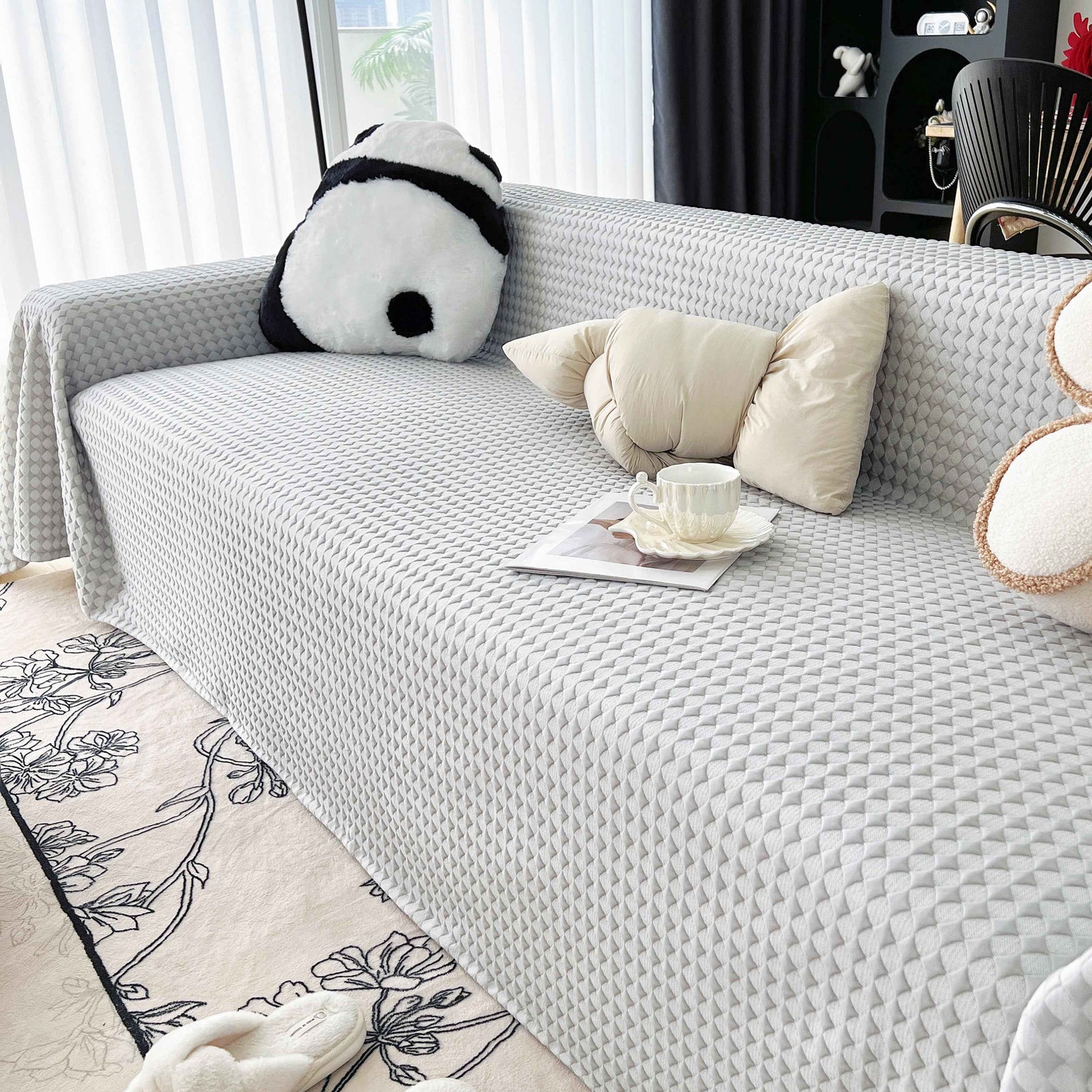 Cooling Textured Sofa Cover Washable Soft Couch Throw Blanket for Summer & Pets