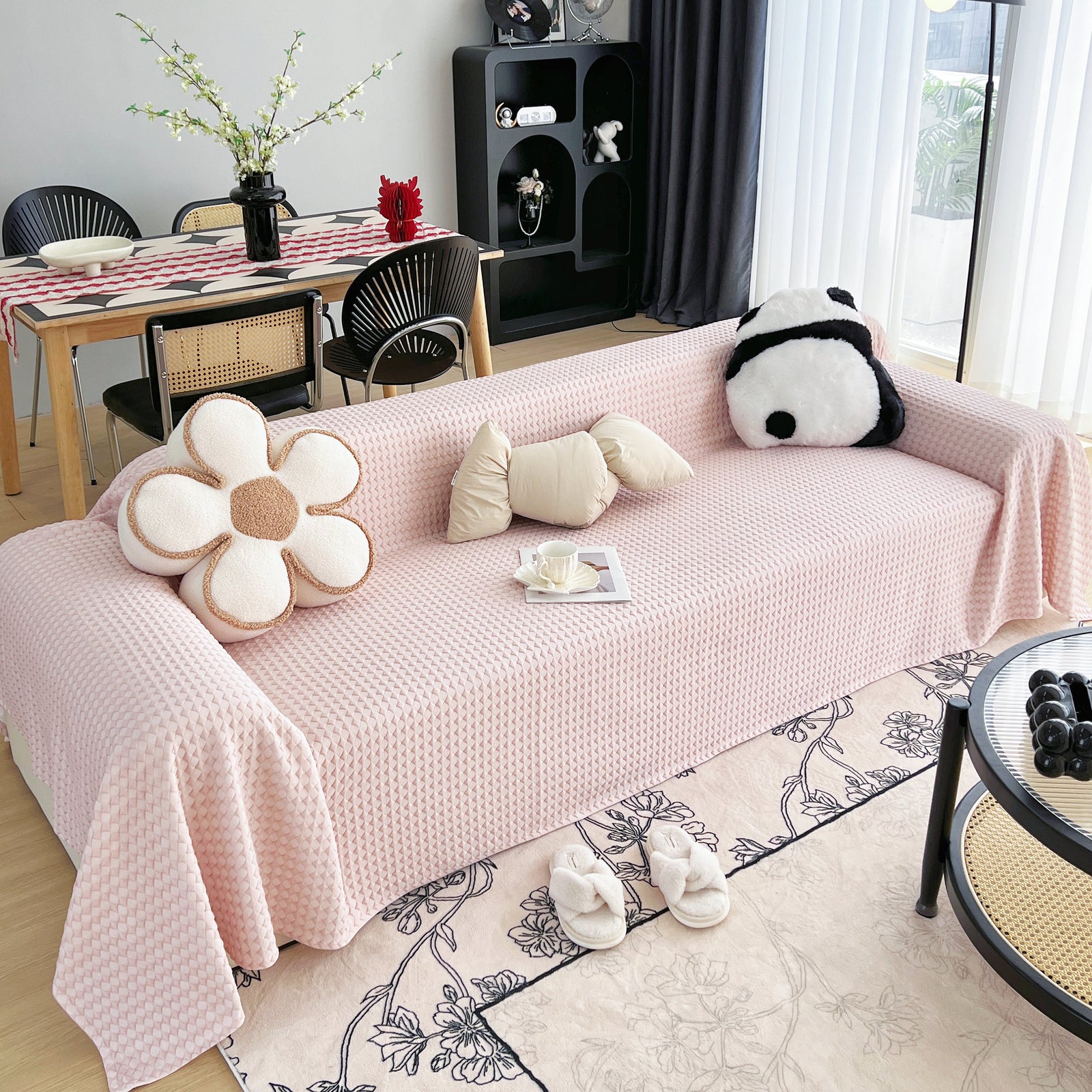 Cooling Textured Sofa Cover Washable Soft Couch Throw Blanket for Summer & Pets
