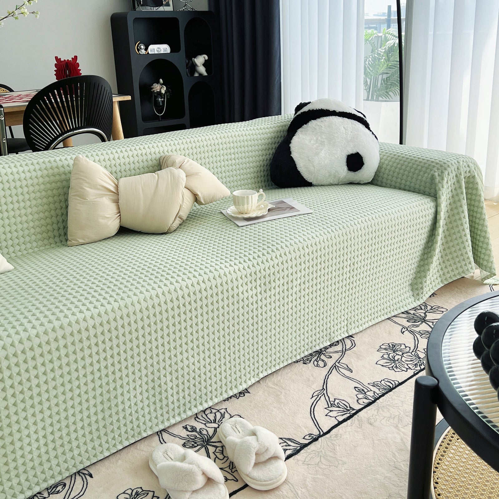 Cooling Textured Sofa Cover Washable Soft Couch Throw Blanket for Summer & Pets