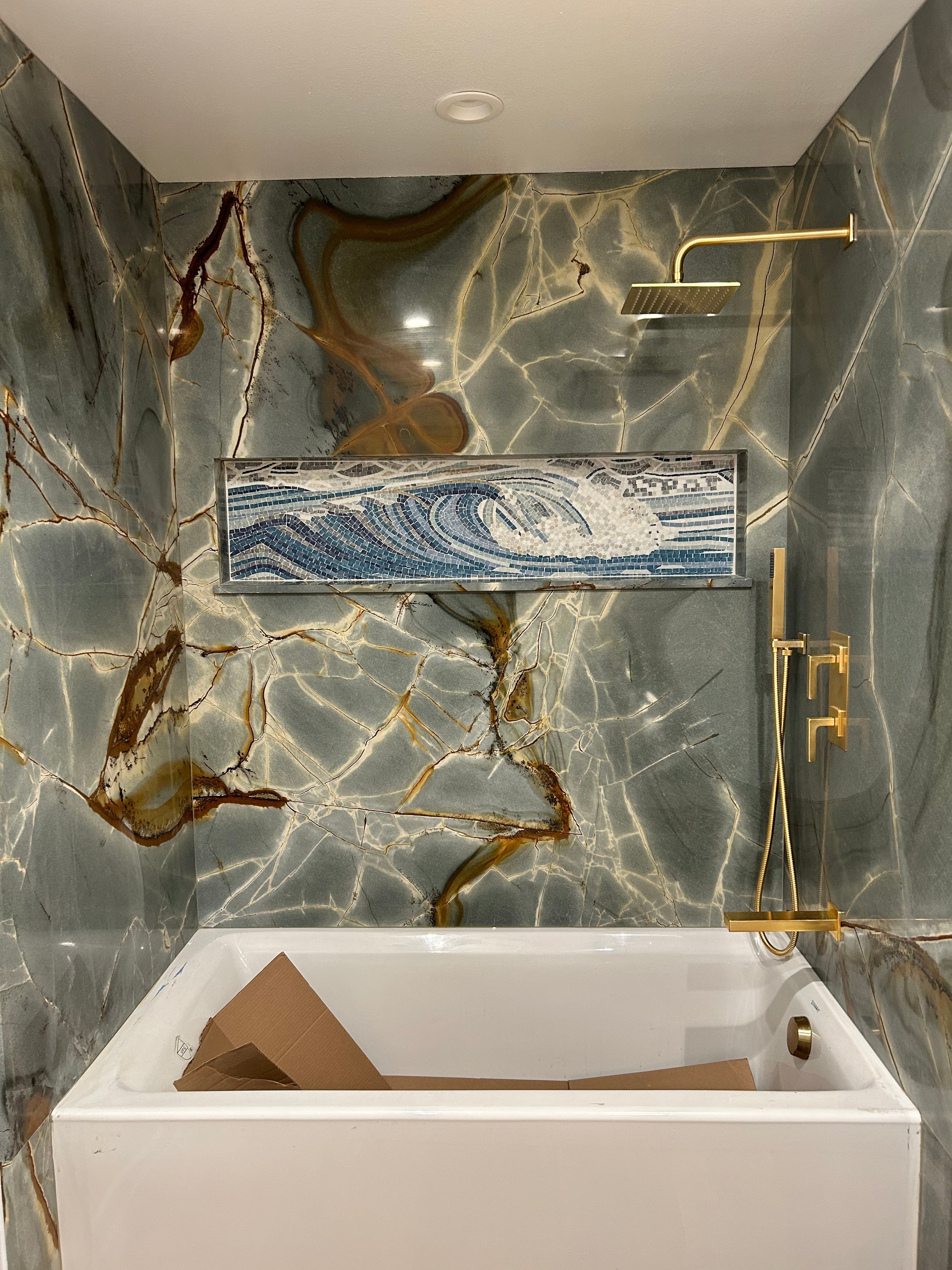Intricate Wave Patterns: Marble Mosaic Masterpiece