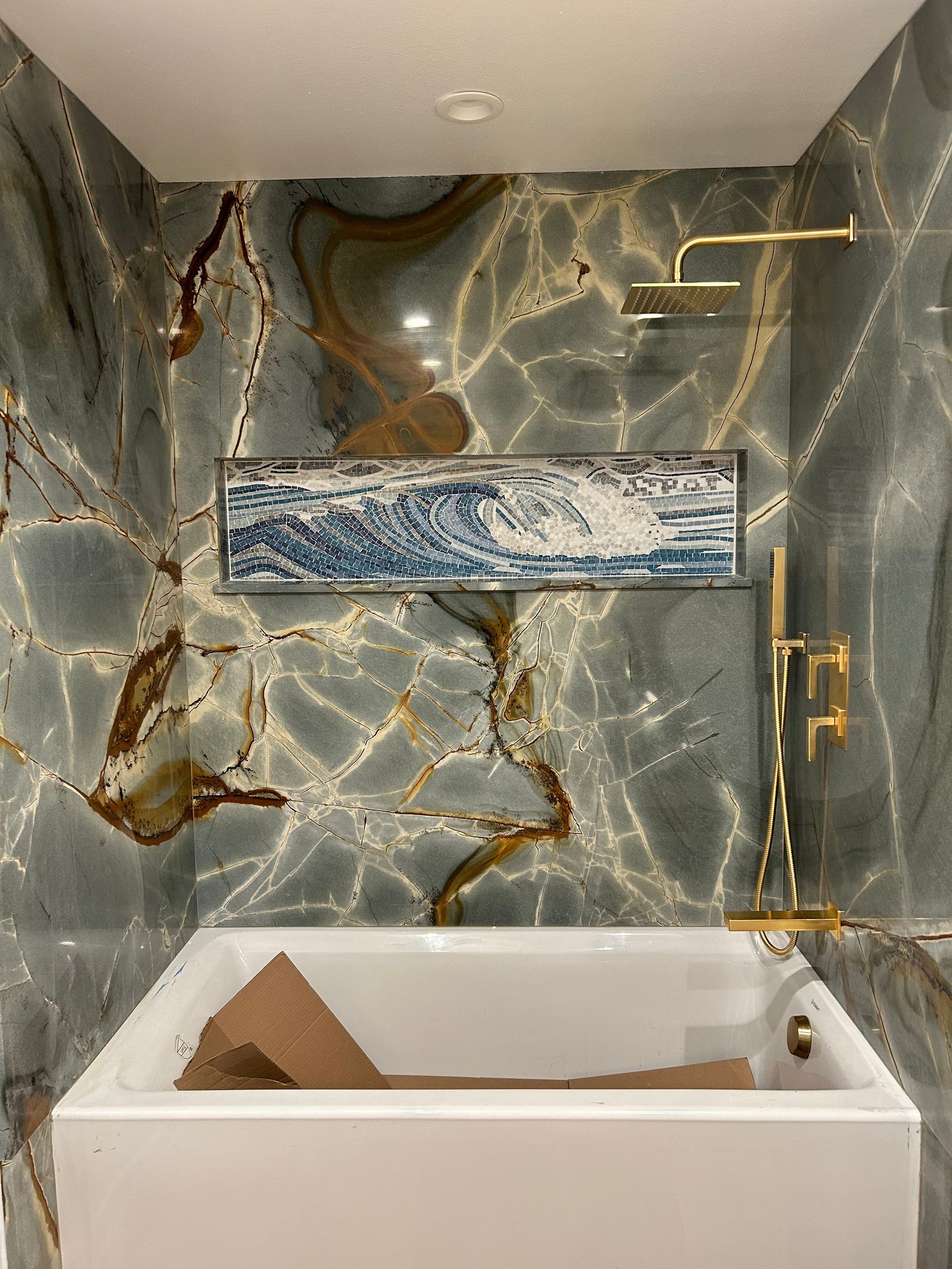 Intricate Wave Patterns: Marble Mosaic Masterpiece