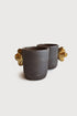 Handmade Stoneware Coffee Cup "Pumpernickel" with Gold Wing