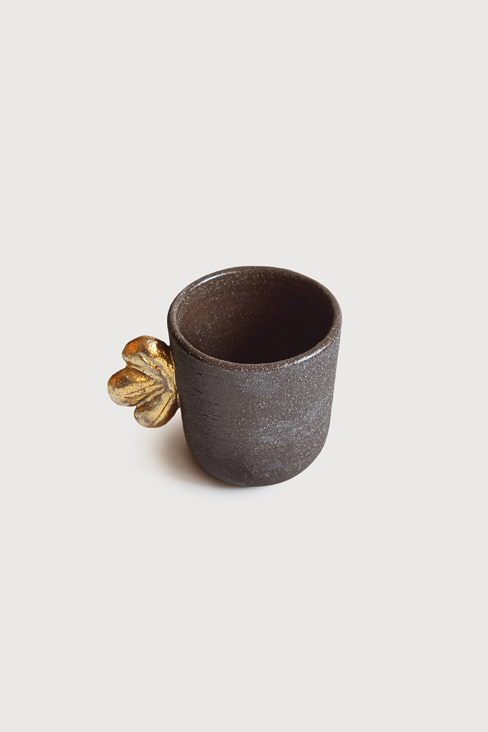Handmade Stoneware Coffee Cup "Pumpernickel" with Gold Wing