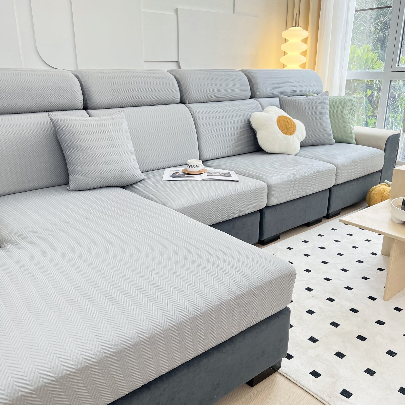 Cooling Stretchy Replacement Couch Cushion Covers for Sectional, Individual Couch Seat Cushion Covers