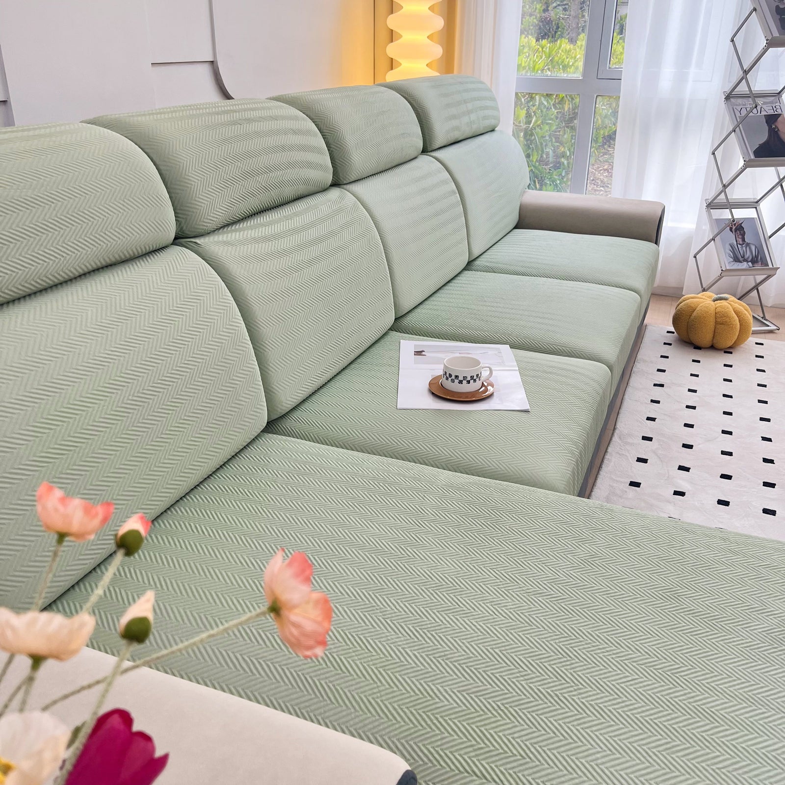 Cooling Stretchy Replacement Couch Cushion Covers for Sectional, Individual Couch Seat Cushion Covers