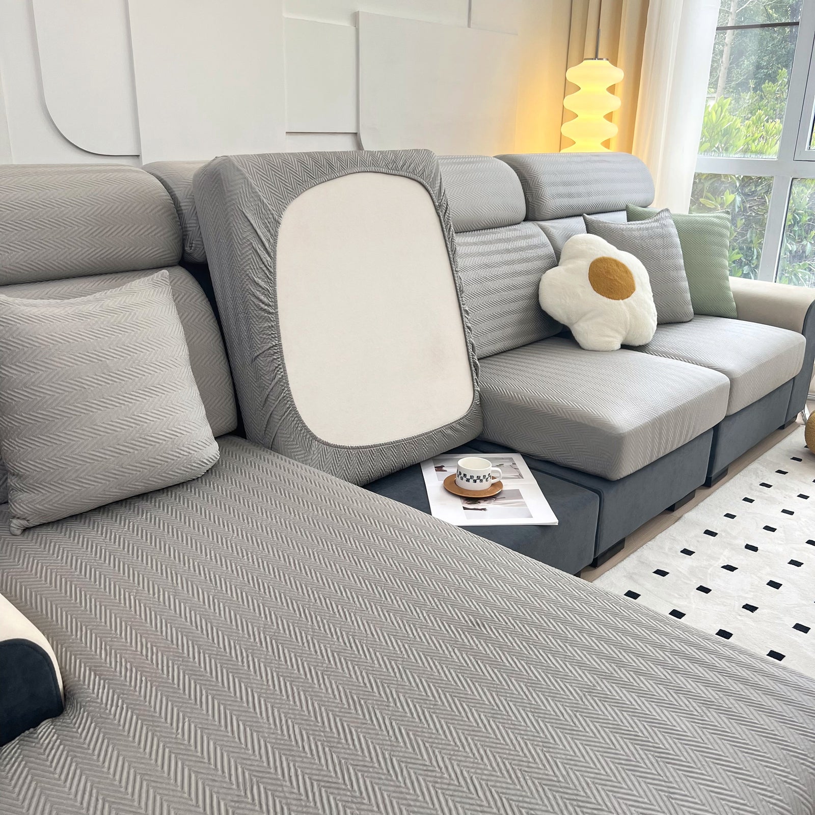 Cooling Stretchy Replacement Couch Cushion Covers for Sectional, Individual Couch Seat Cushion Covers