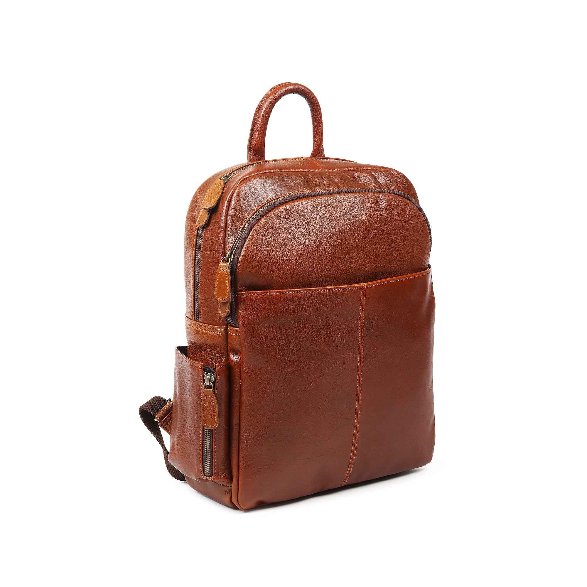 Luxury Italian Leather Backpack, Tan