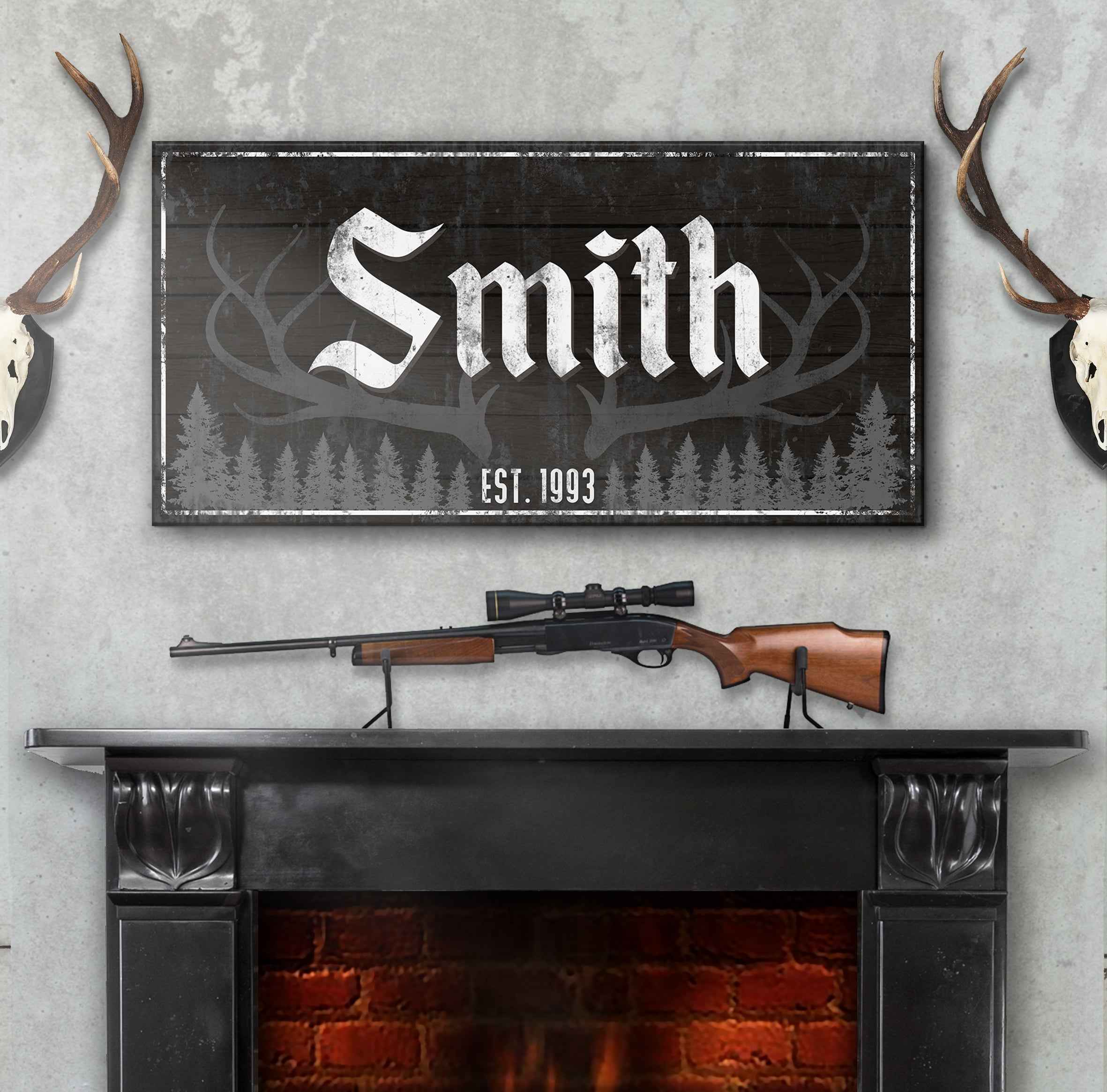 Rustic Family Antler Sign III