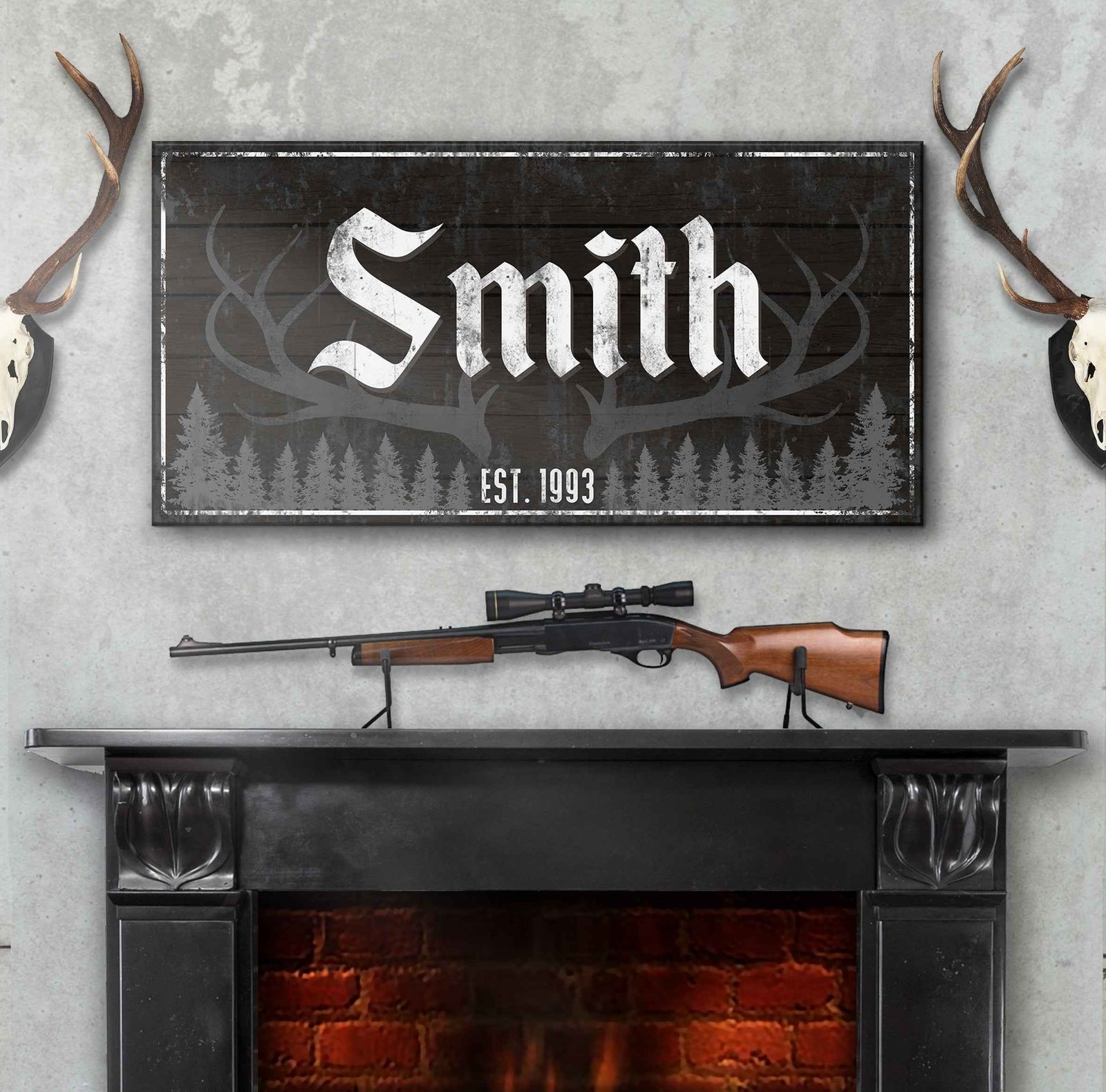 Rustic Family Antler Sign III