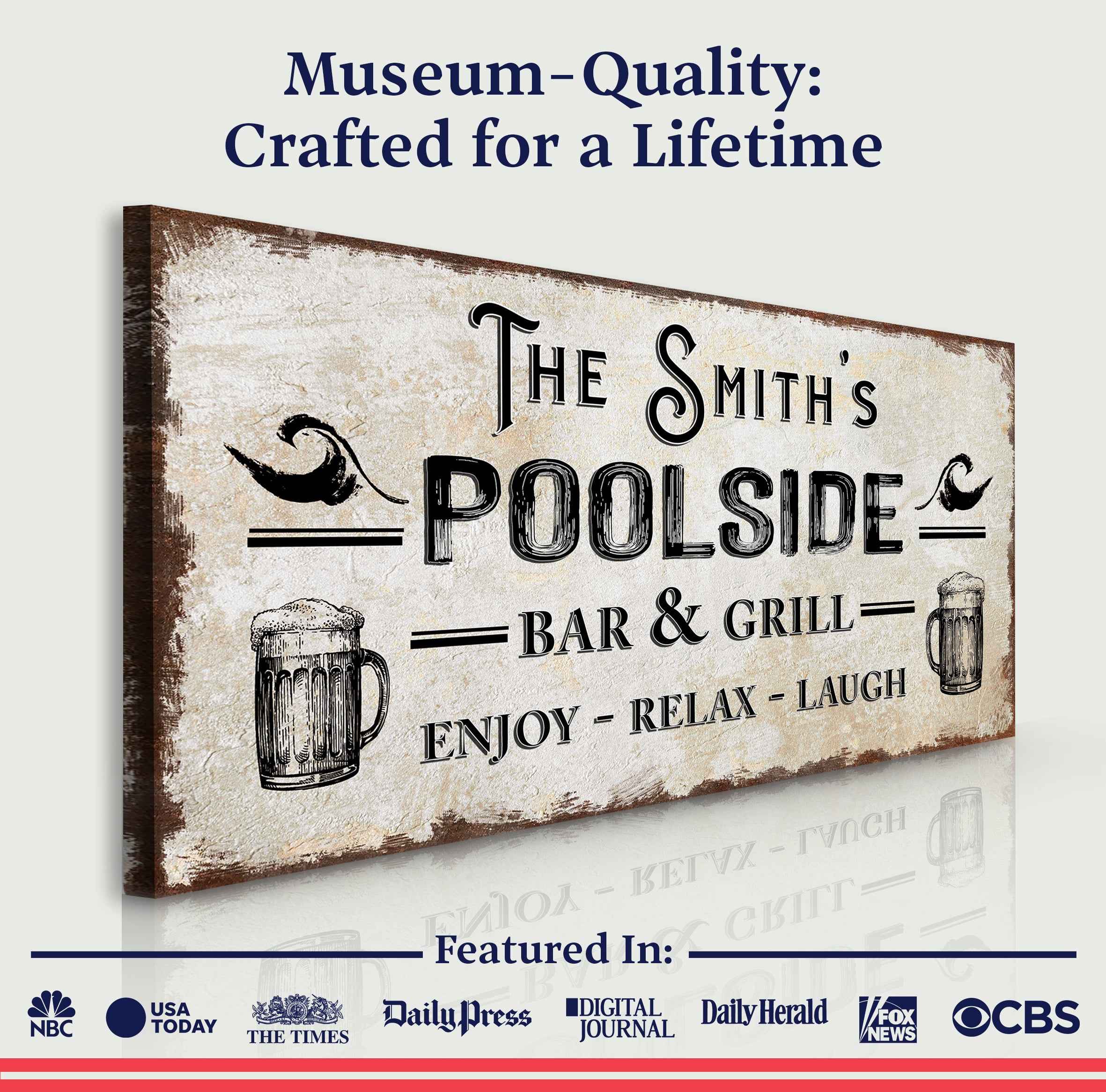 Personalized Poolside Bar And Grill Sign