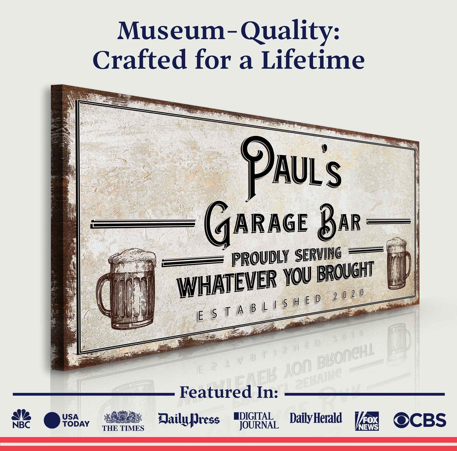 Personalized Rustic Garage Sign for Home Bar: Enhance Your Man Cave Wall Decor with Personalized Basement Bar Sign