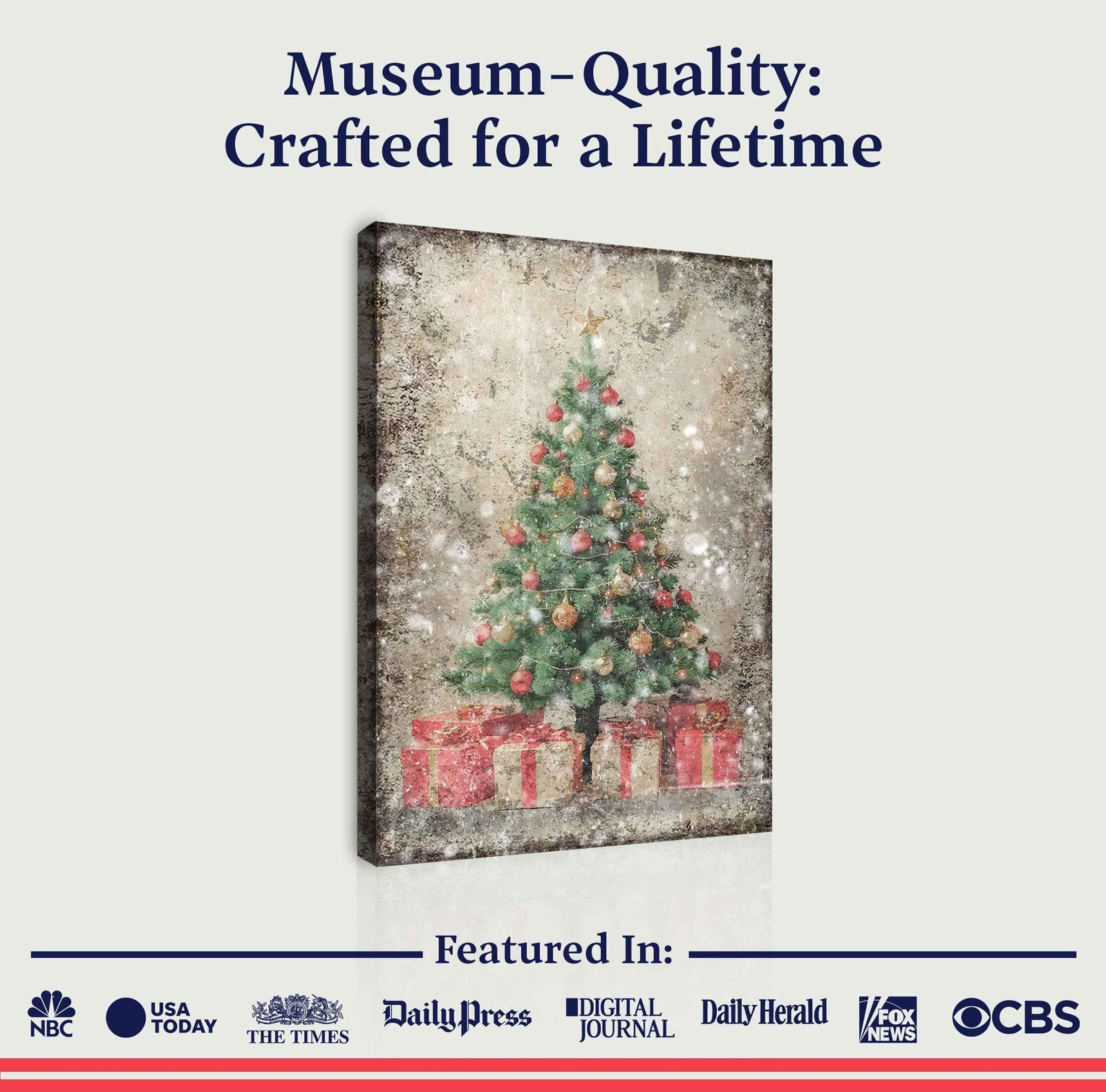 Vintage Christmas Tree With Gifts Wall Art III