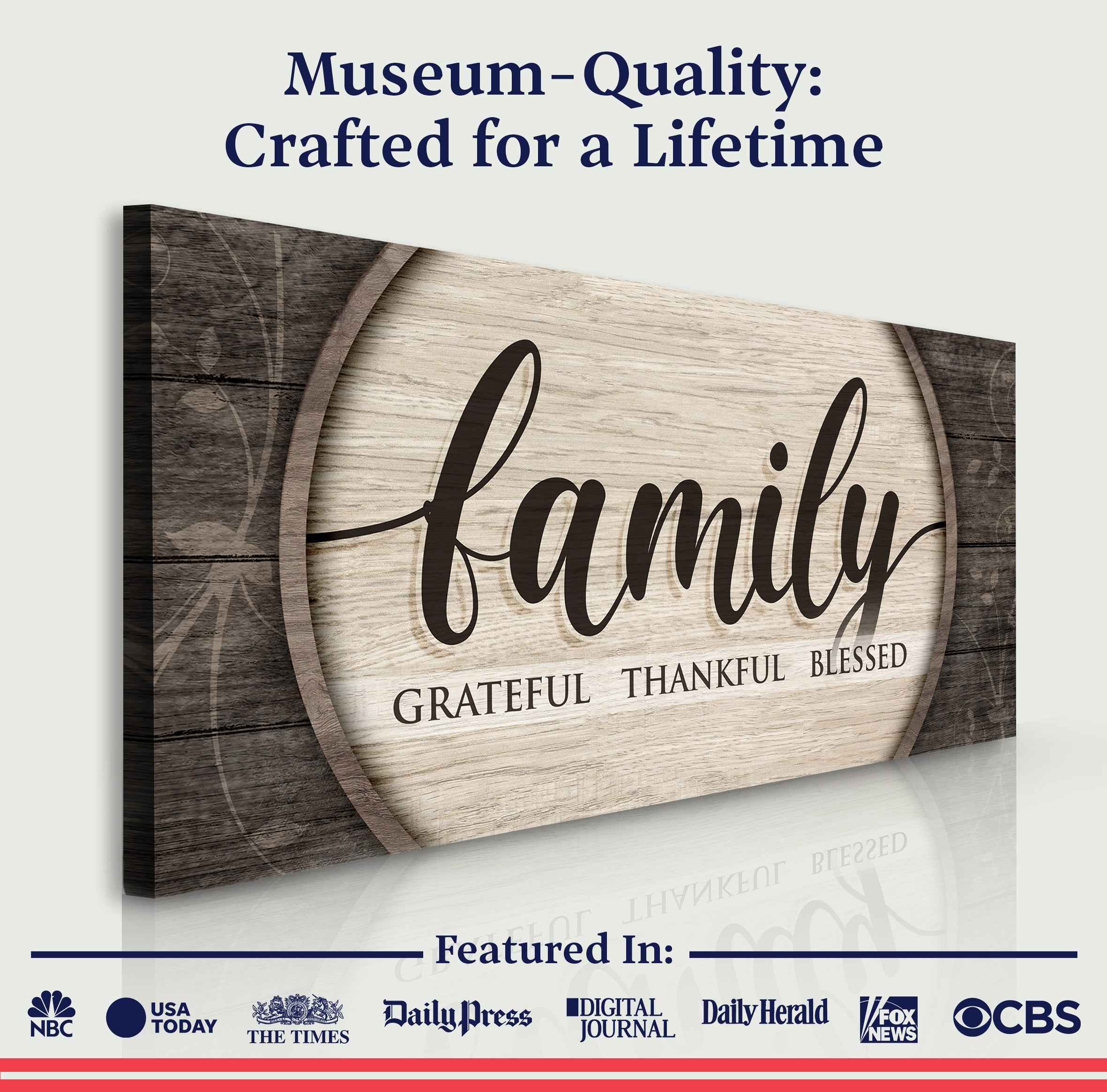 Grateful Thankful Blessed Family Sign