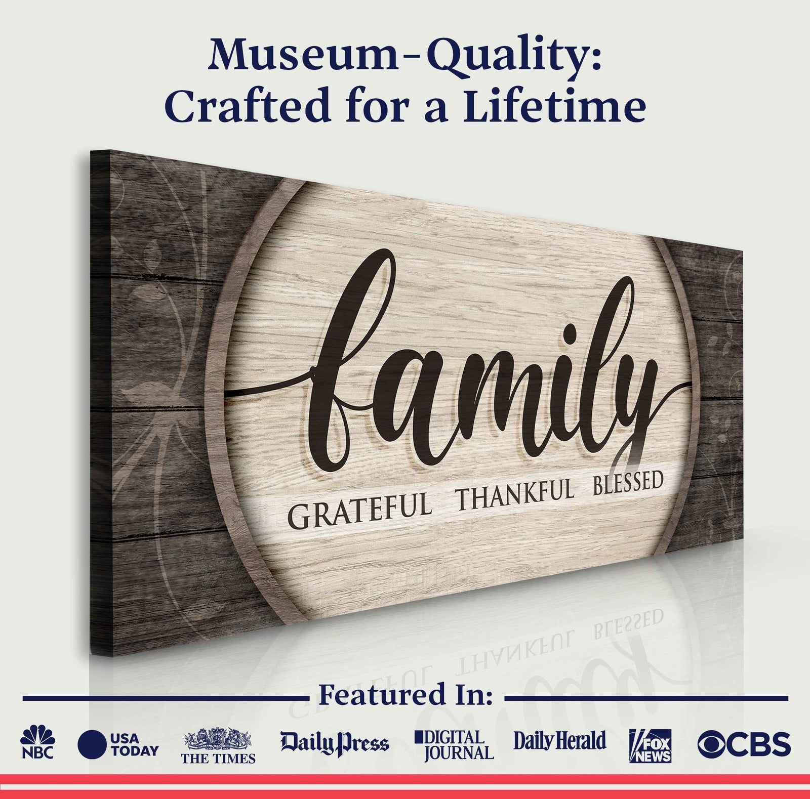 Grateful Thankful Blessed Family Sign