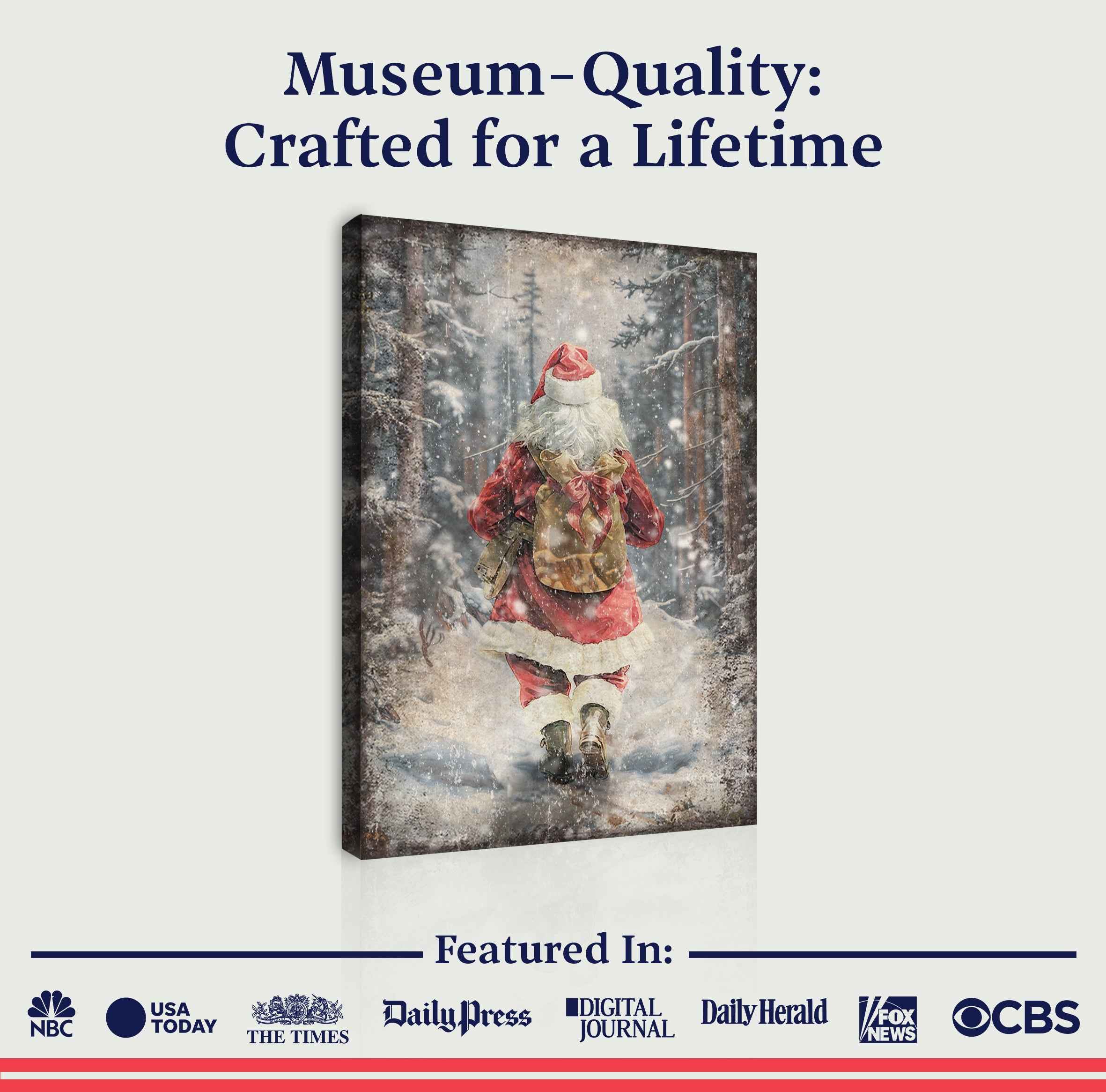 Vintage Santa Claus in Winter Forest Christmas Wall Art II