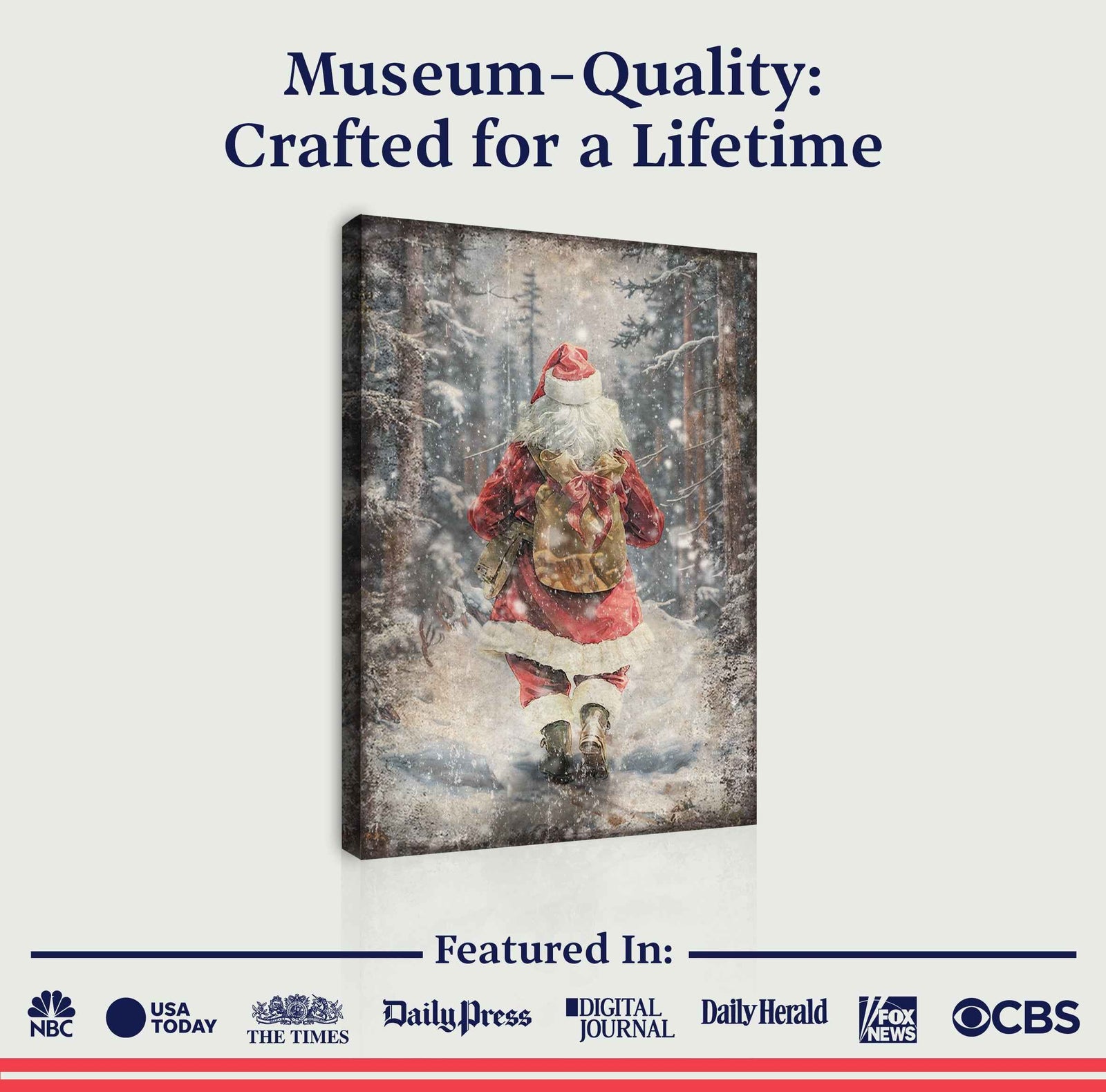 Vintage Santa Claus in Winter Forest Christmas Wall Art II