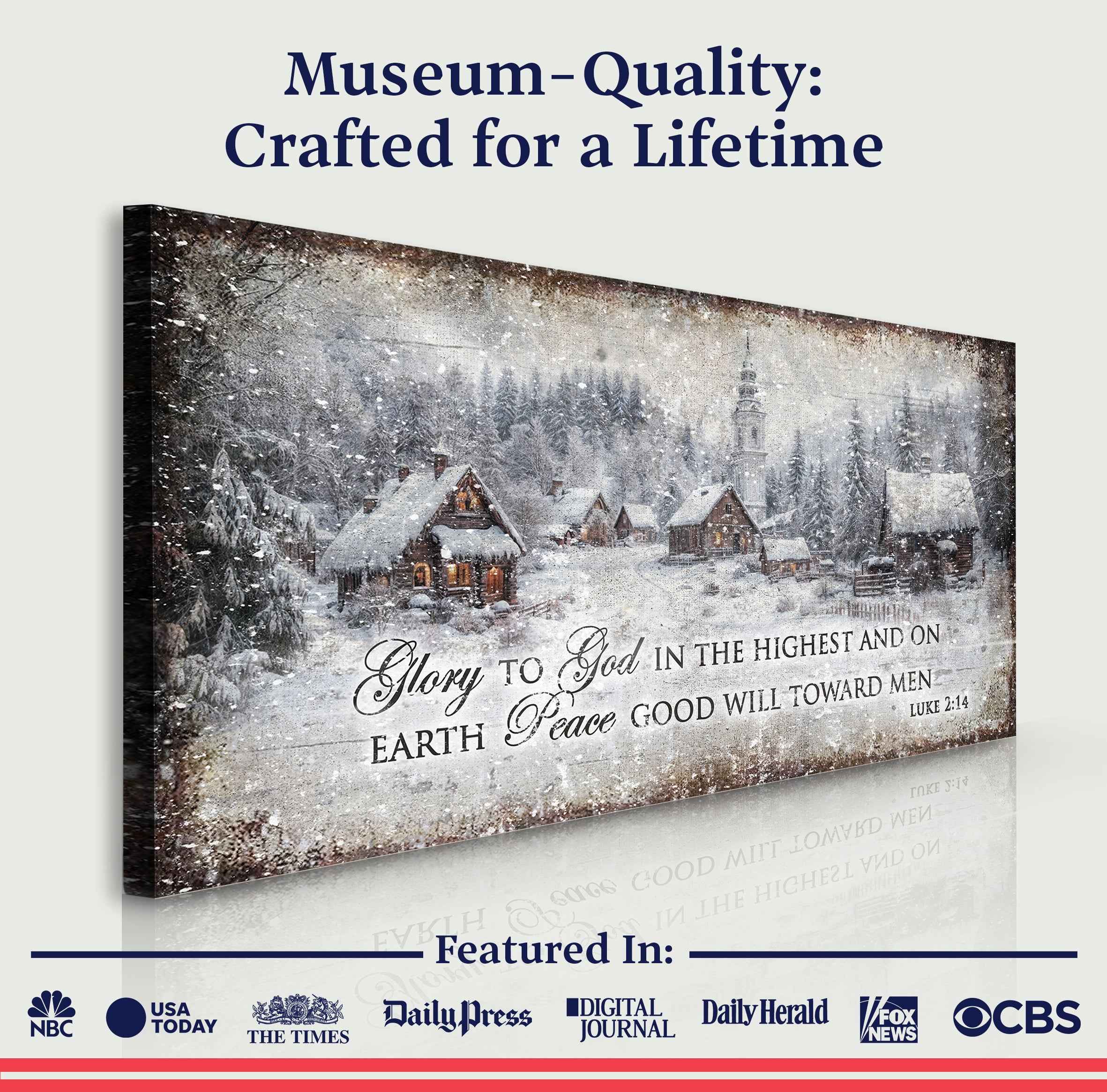 Vintage Christmas Village Luke 2:14 Scripture Sign