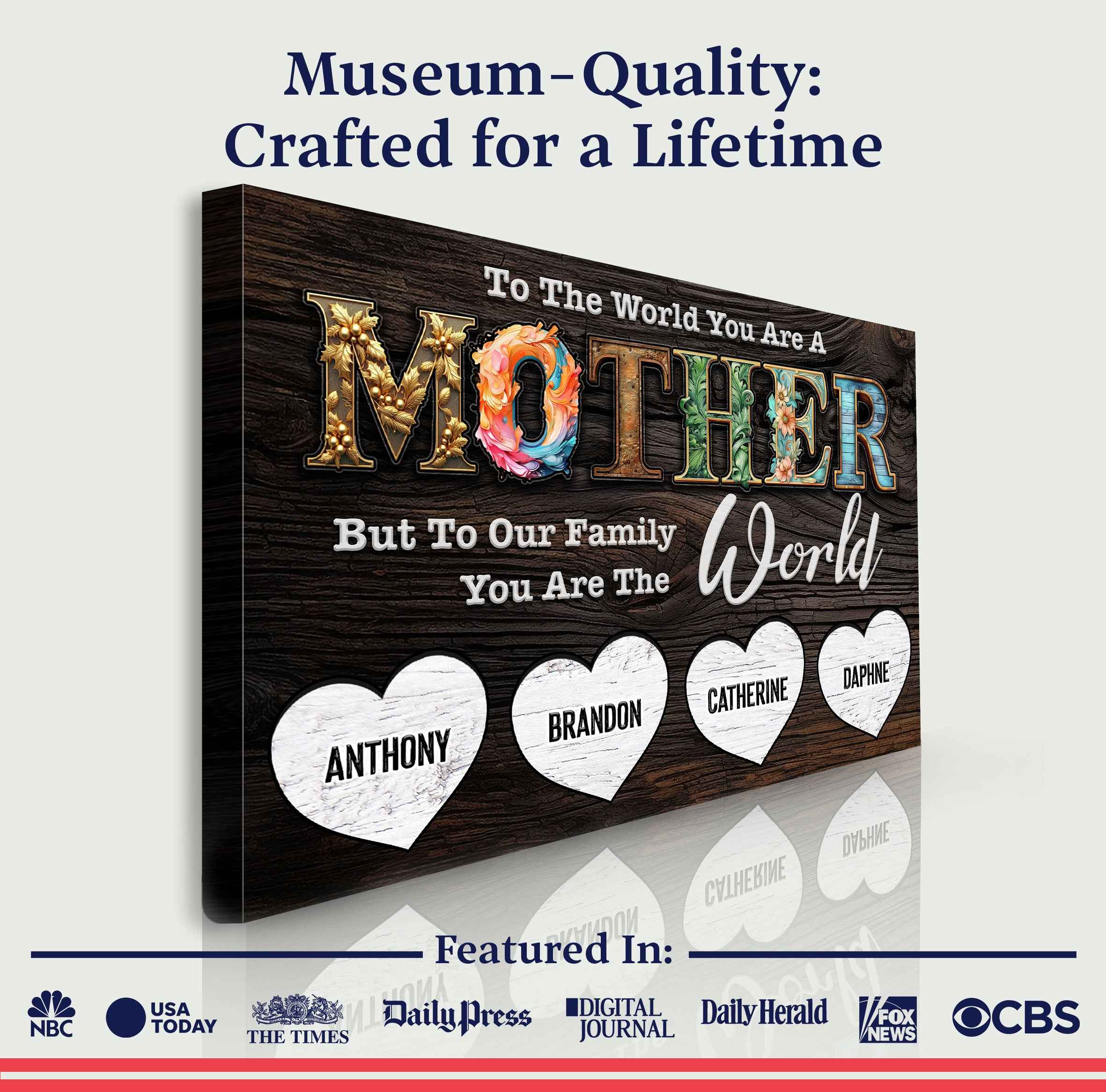 Mother's Day Sign To Our Family You Are The World