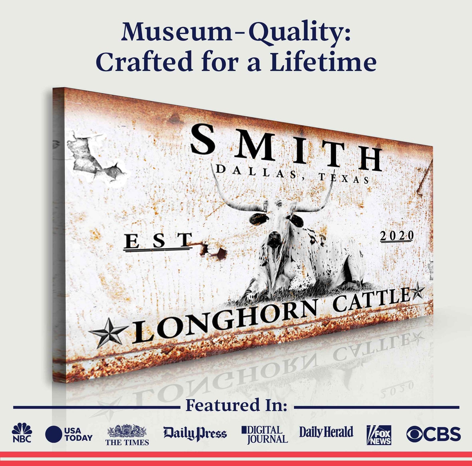 Longhorn Rustic Cattle Sign