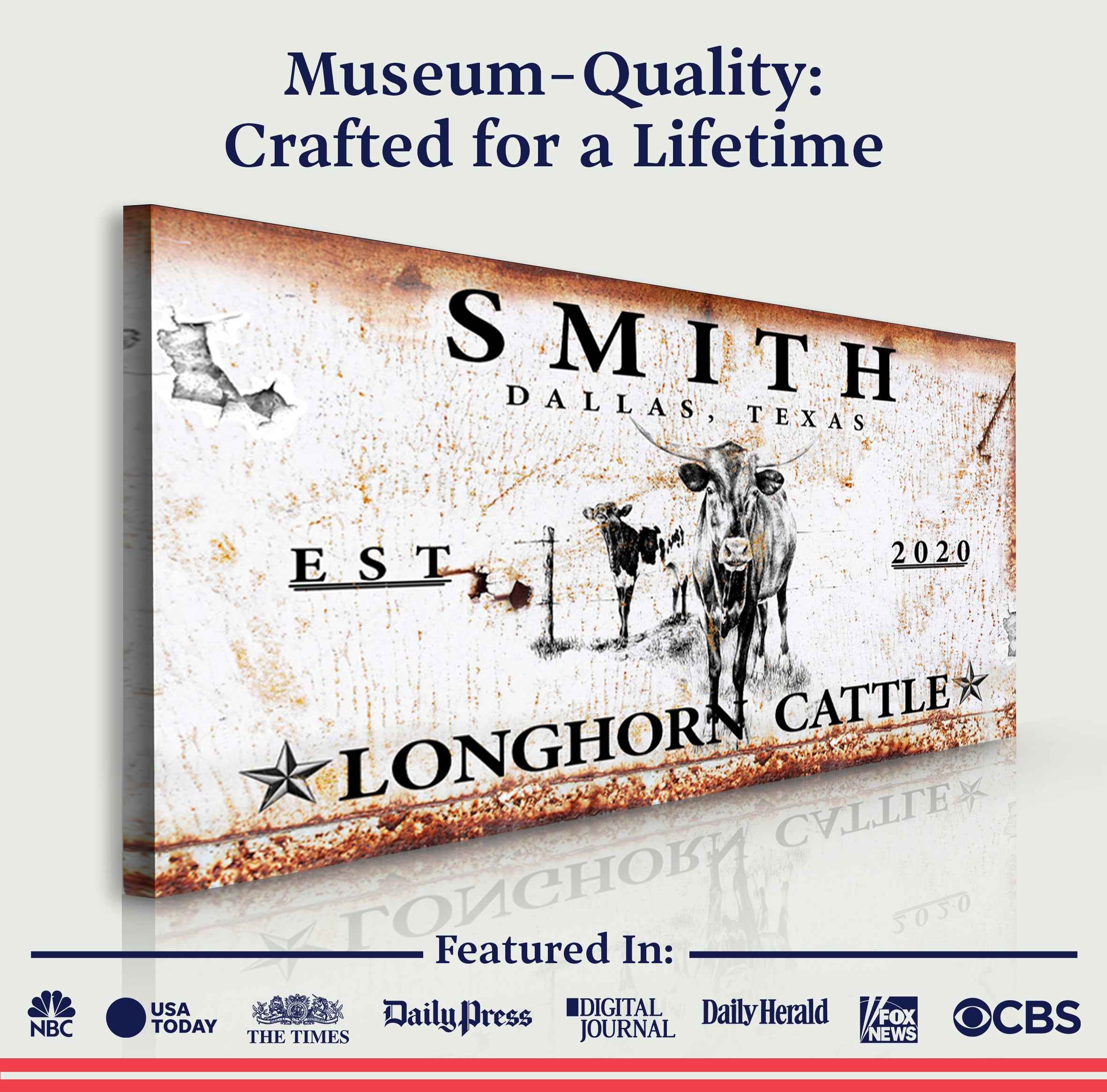 Longhorn Rustic Cattle Sign II
