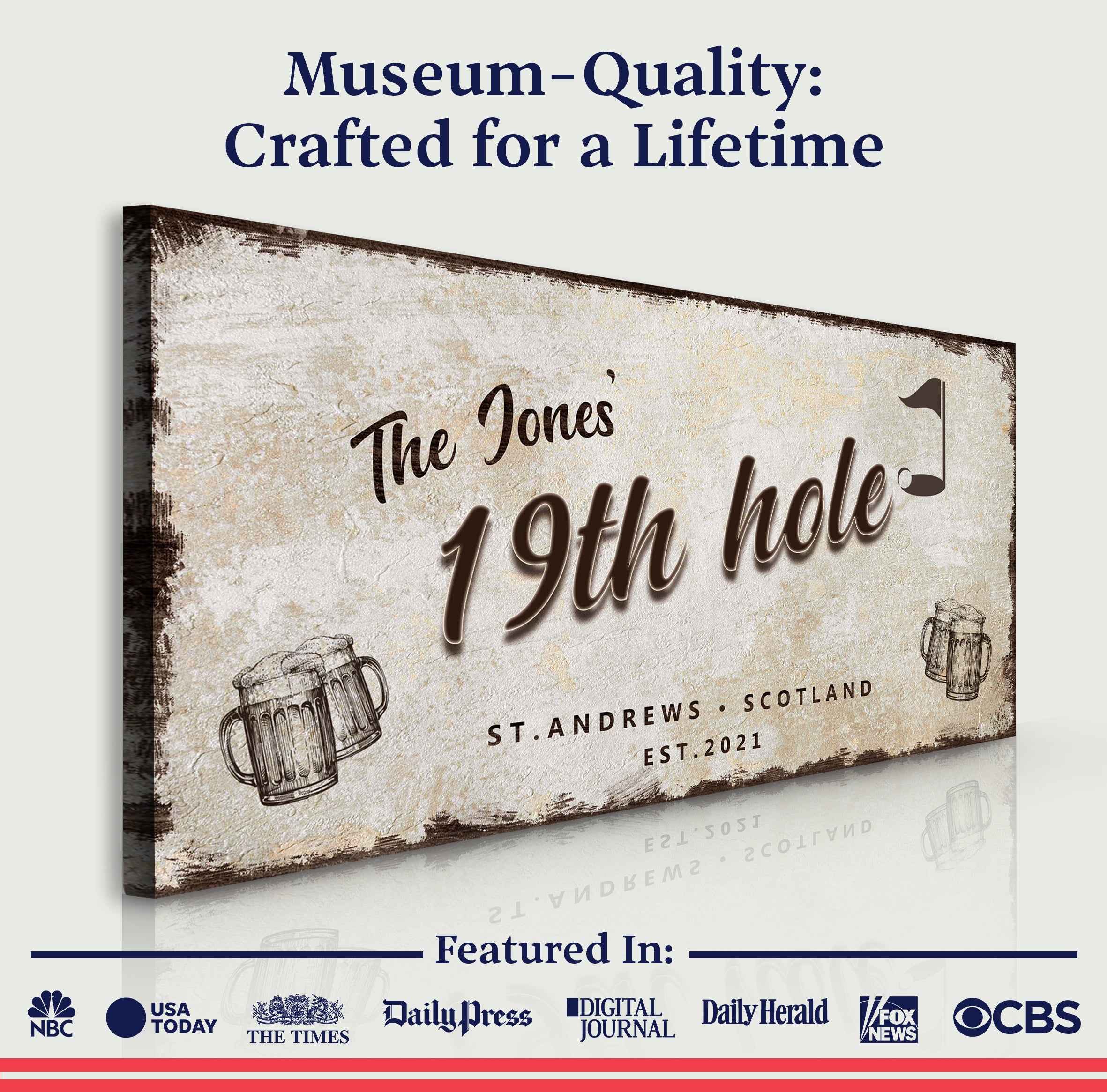19th Hole Golf Personalized Sign III