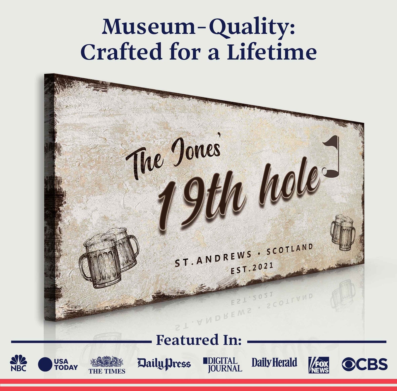 19th Hole Golf Personalized Sign III