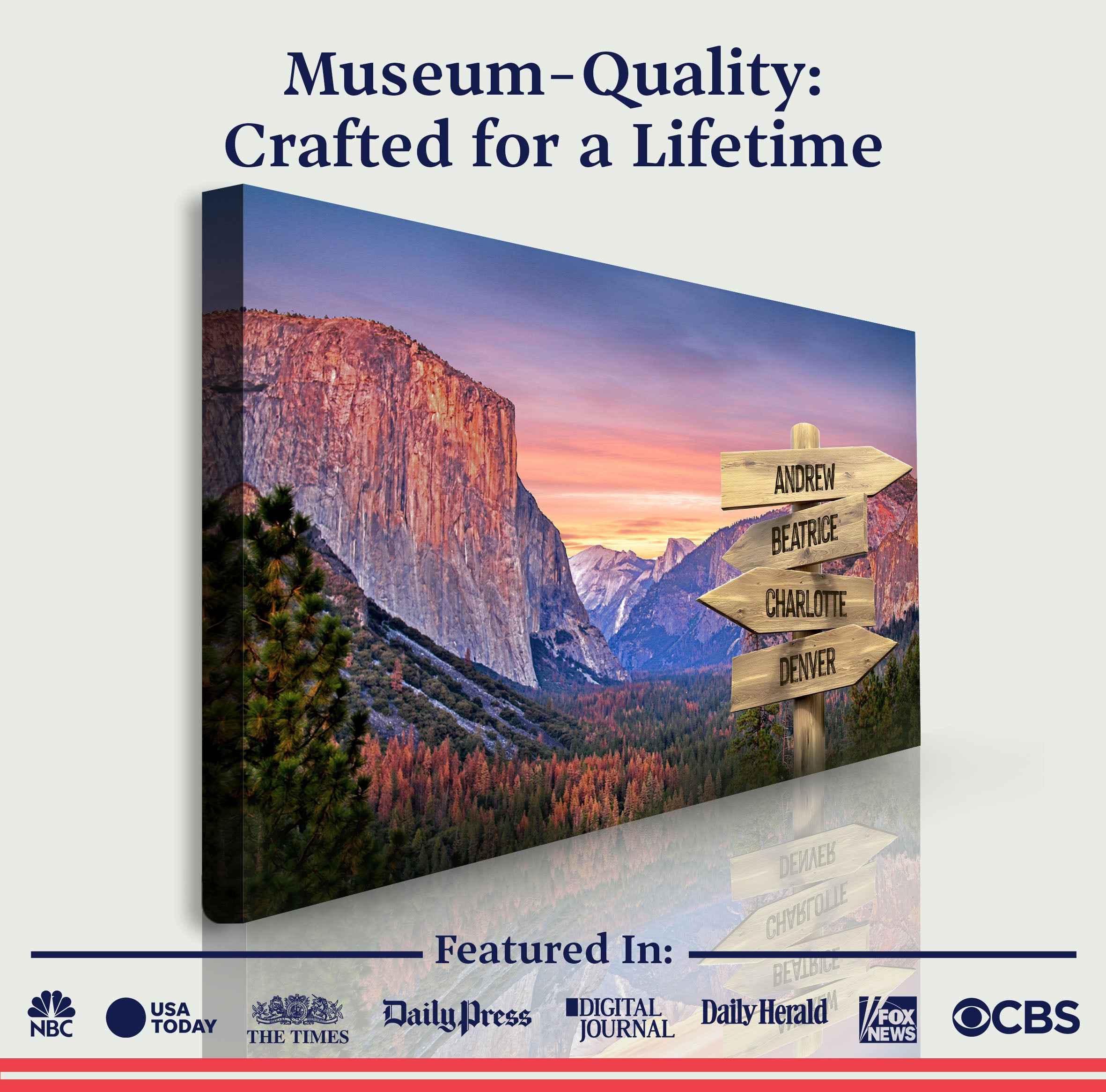 Yosemite Sunset Family Names Sign