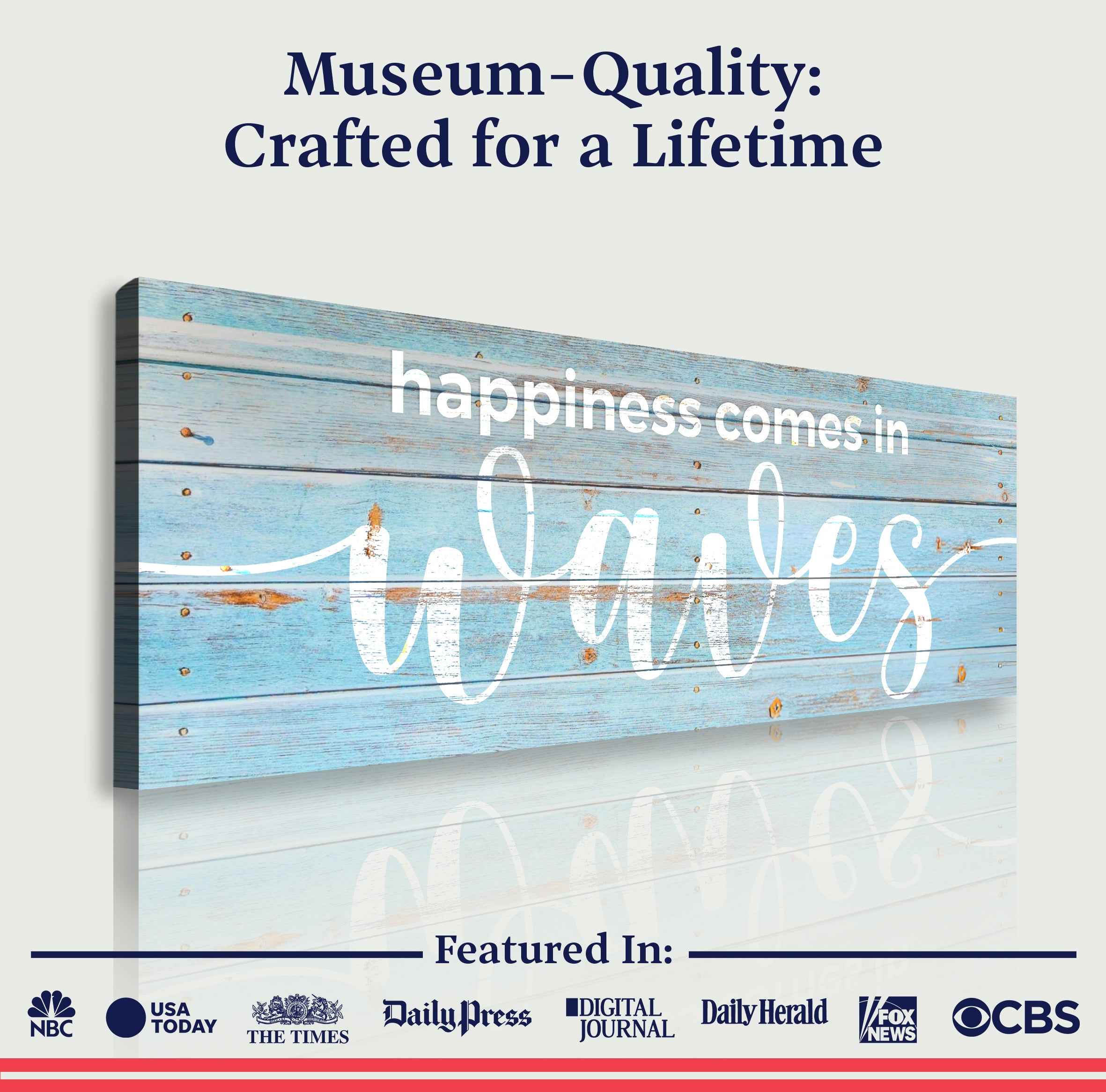 Happiness Comes In Waves Sign