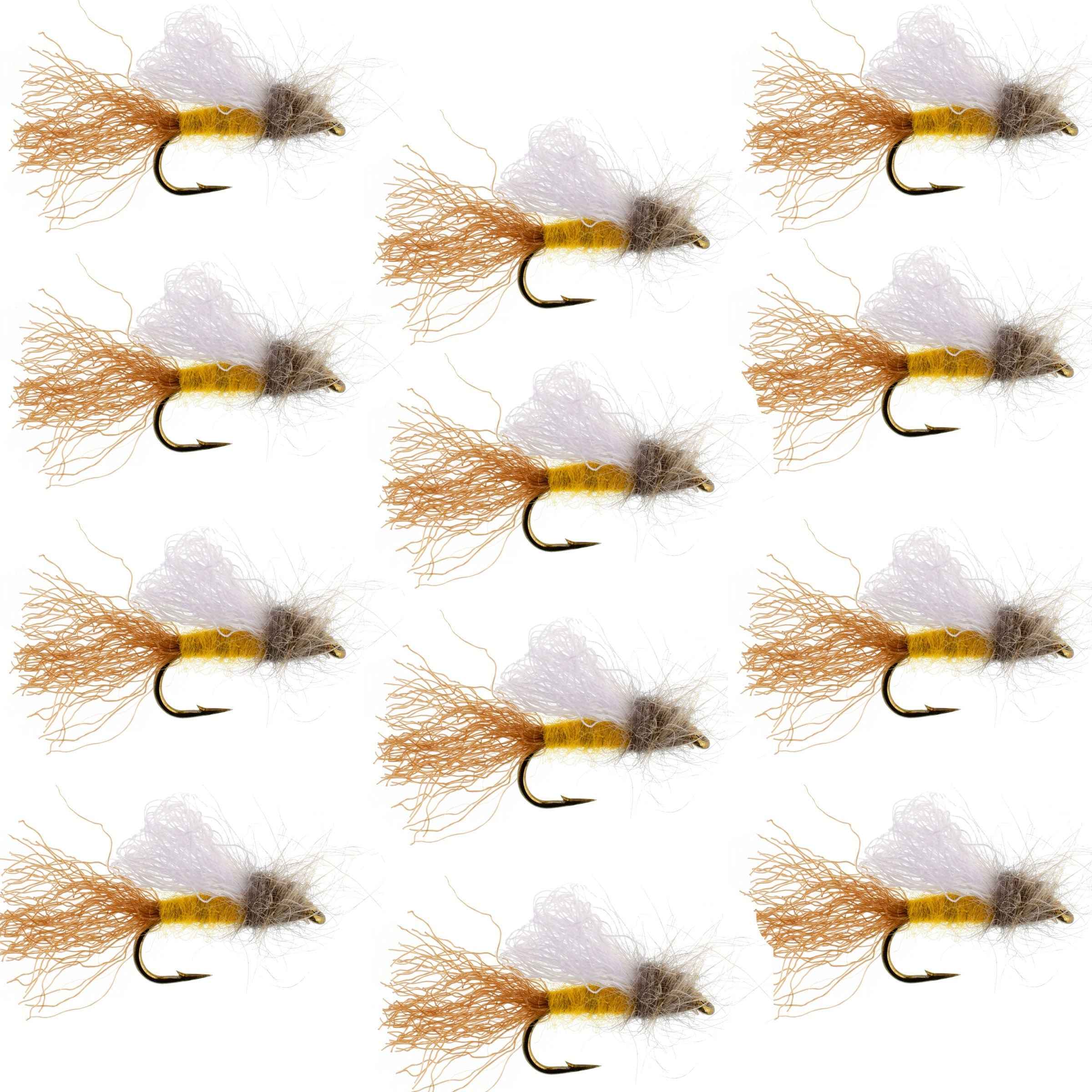 Amber Iris Caddis Emerger Caddis  Trout Dry Fly - 12 Flies Hook Size 16