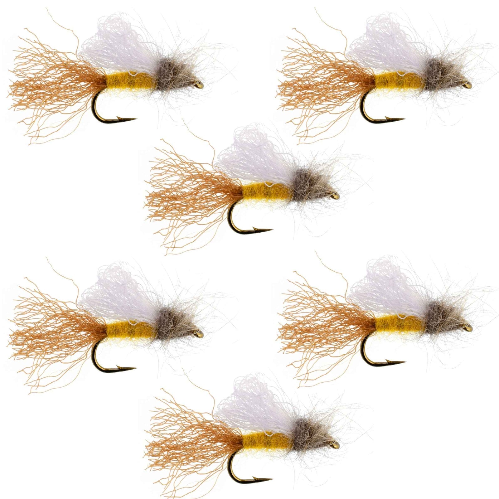 Amber Iris Caddis Emerger Caddis  Trout Dry Fly - 6 Flies Hook Size 14