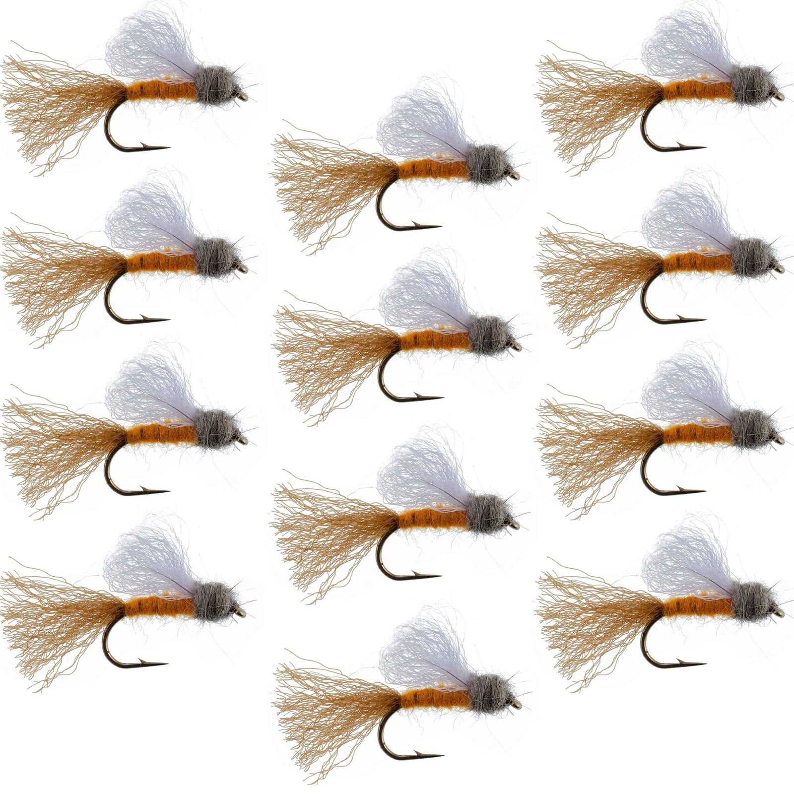 Orange Iris October Caddis Emerger Caddis  Trout Dry Fly - 12 Flies Hook Size 8