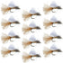 Tan Iris Caddis Emerger Caddis  Trout Dry Fly - 12 Flies Hook Size 14