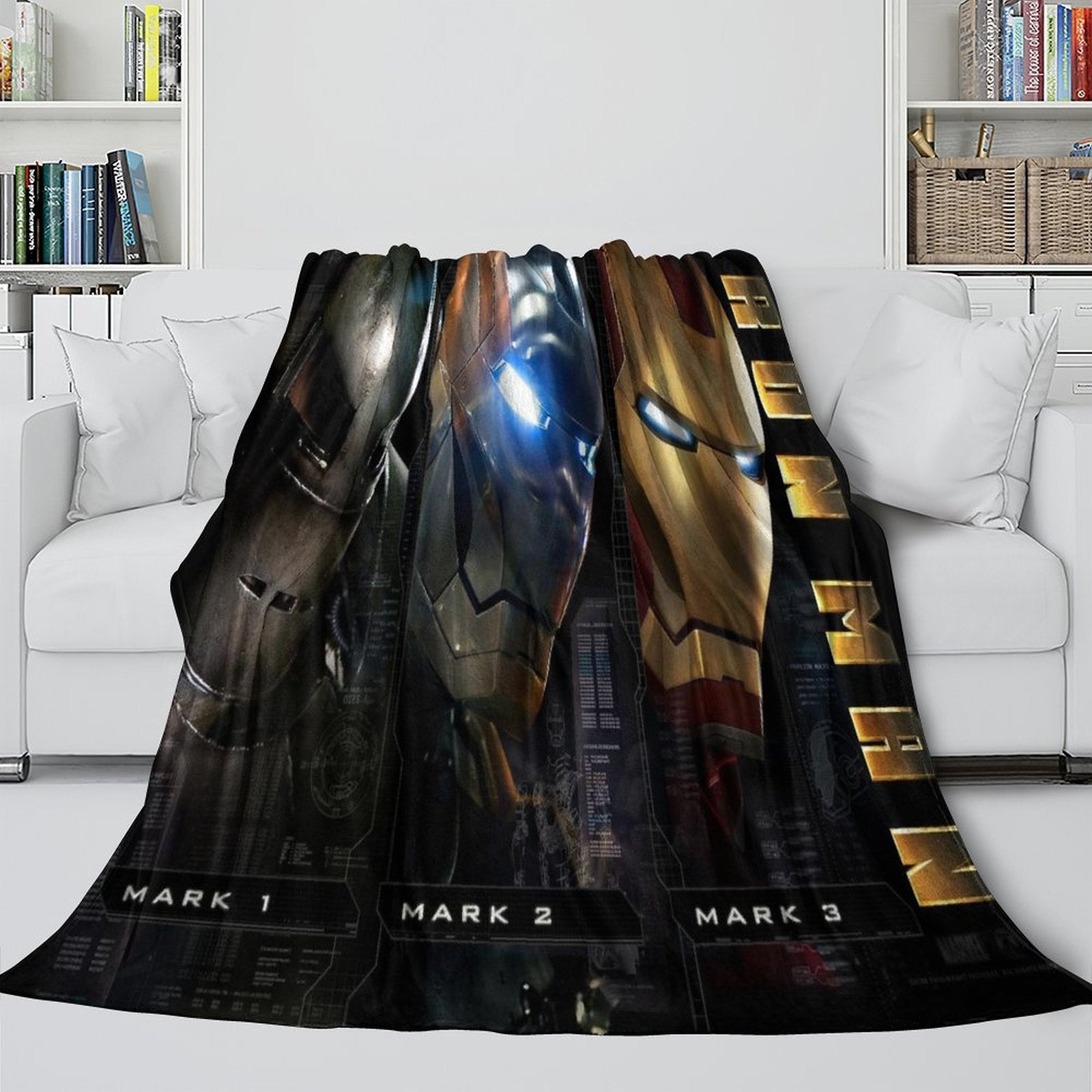 Iron Man Blanket Pattern Flannel Throw Kids Room Decoration