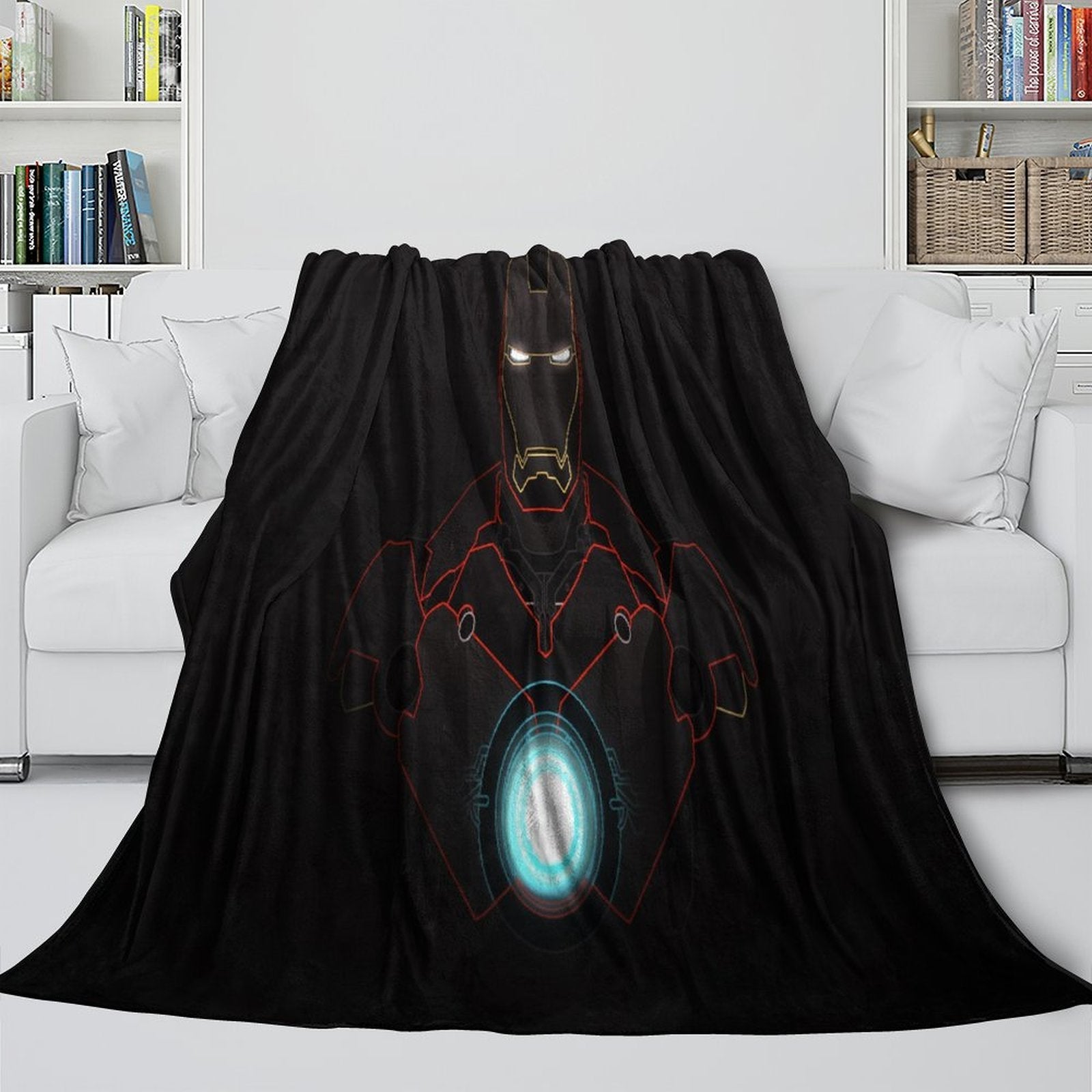 Iron Man Blanket Pattern Flannel Throw Kids Room Decoration