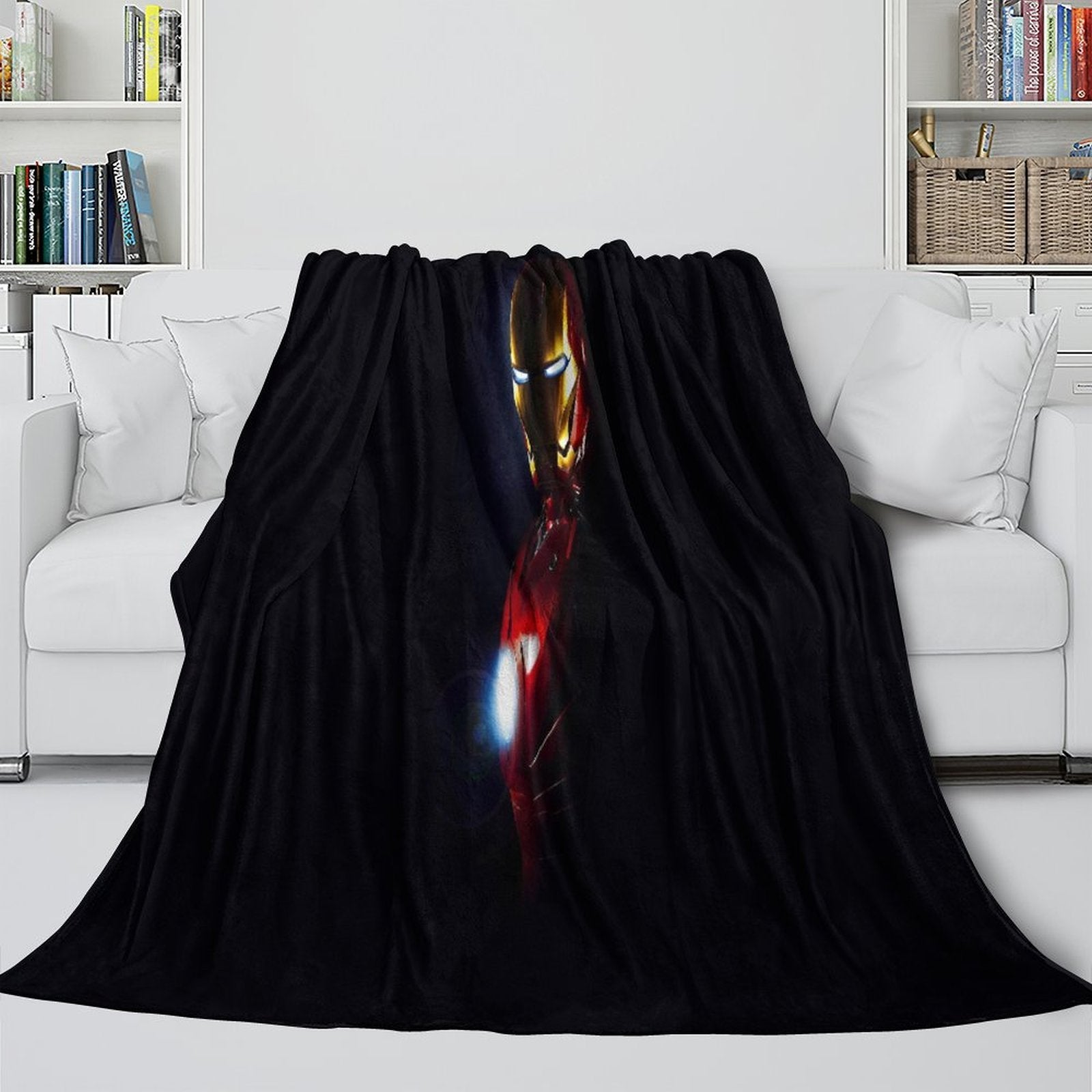 Iron Man Blanket Pattern Flannel Throw Kids Room Decoration