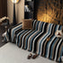 Cozy Decorative Throw Blanket for Couches, Boho Plush Woven Sofa Cover with Stripes