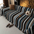 Cozy Decorative Throw Blanket for Couches, Boho Plush Woven Sofa Cover with Stripes