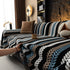 Cozy Decorative Throw Blanket for Couches, Boho Plush Woven Sofa Cover with Stripes