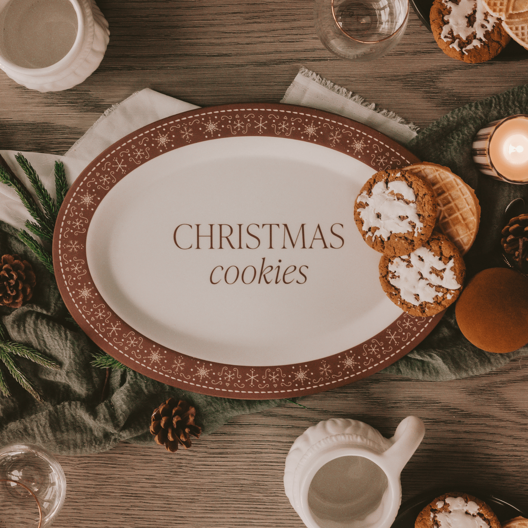 Gingerbread Oval Christmas Cookie Tray
