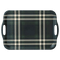 Navy Green Plaid Large Melamine Tray with Handles