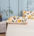 DaDa Bedding Yellow Fleur Golden Orange Botanical Ivory Duvet Cover & Fitted Flat Bed Sheets Set w/ Pillow Cases Window Valances (18112)