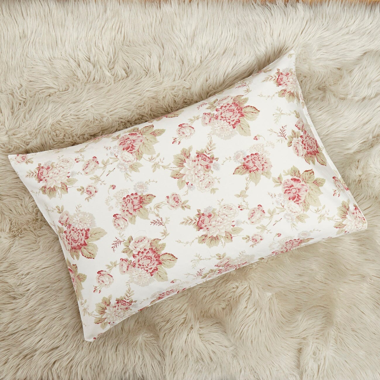 DaDa Bedding Hint of Mint Dainty Cottage Floral Roses Cotton Fitted Sheet w/ Pillow Case (3036)