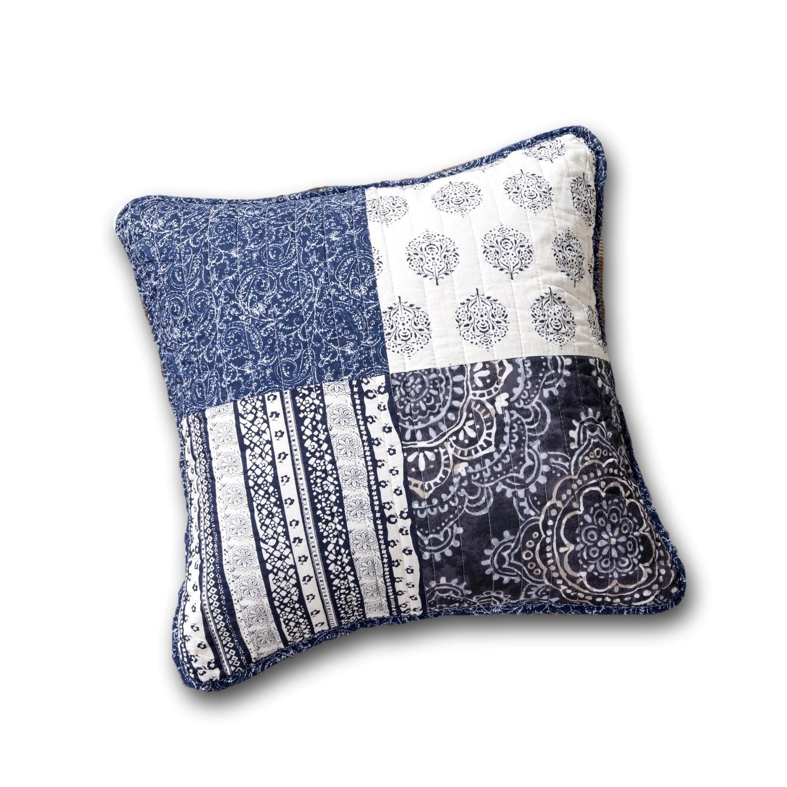 DaDa Bedding Set of 2-Pieces Bohemian Denim Blue Elegance Throw Pillow Covers - 18” x 18