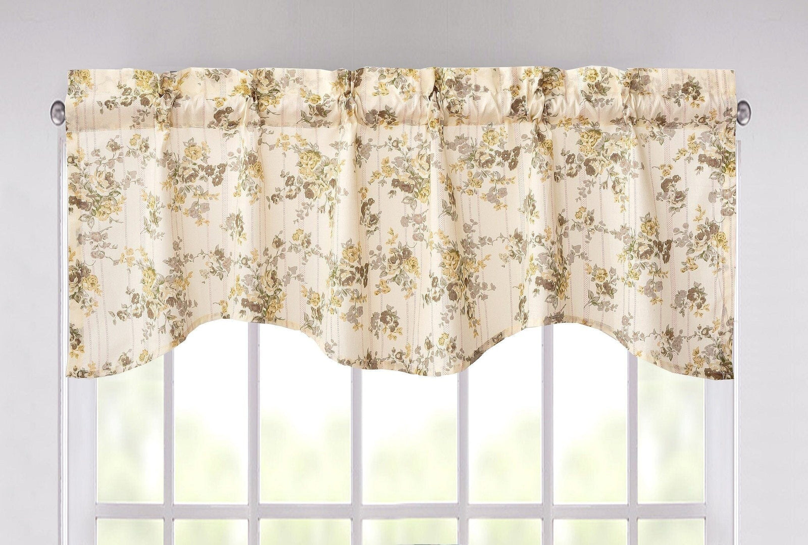 DaDa Bedding Vintage Dainty Yellow Floral Cottage Window Curtain Valance - 18