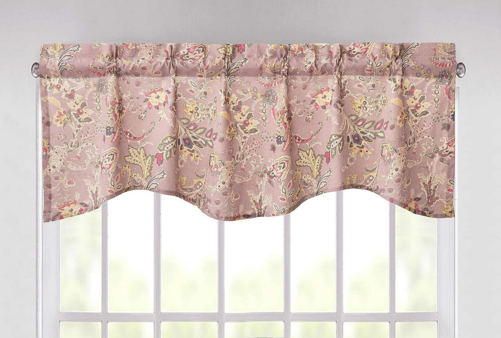 DaDa Bedding Bohemian Purple Burgundy Floral Paisley Window Curtain Valance - 18
